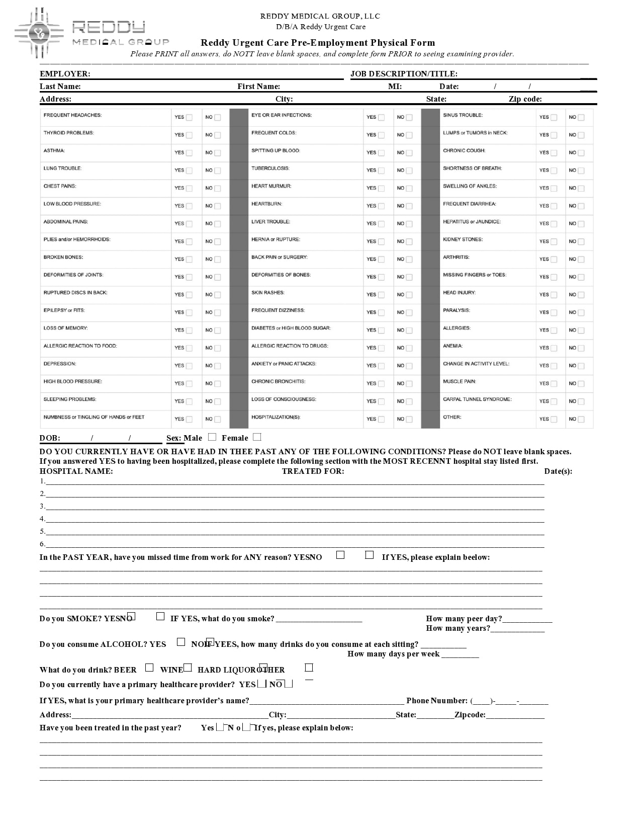 40 Printable Physical Forms For Work 100 Free TemplateArchive