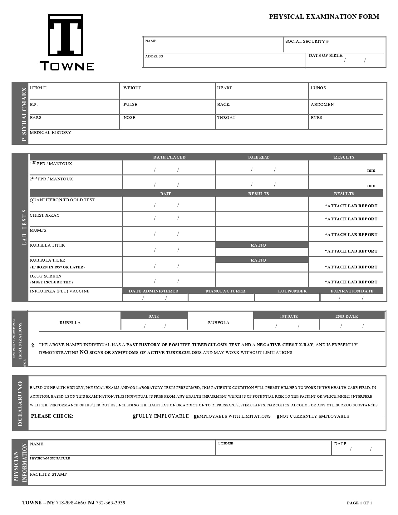 40 Printable Physical Forms For Work 100 Free TemplateArchive