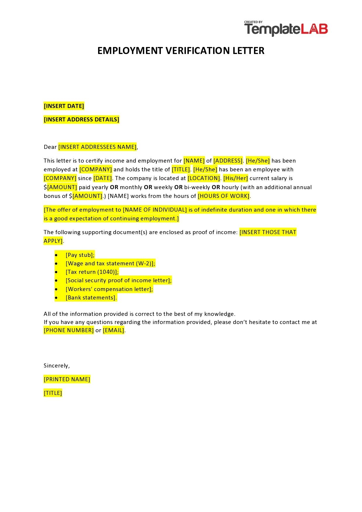 40 Proof Of Employment Letters Employment Verification Letters 40 Proof Of Employment Letters Employment Verification Letters