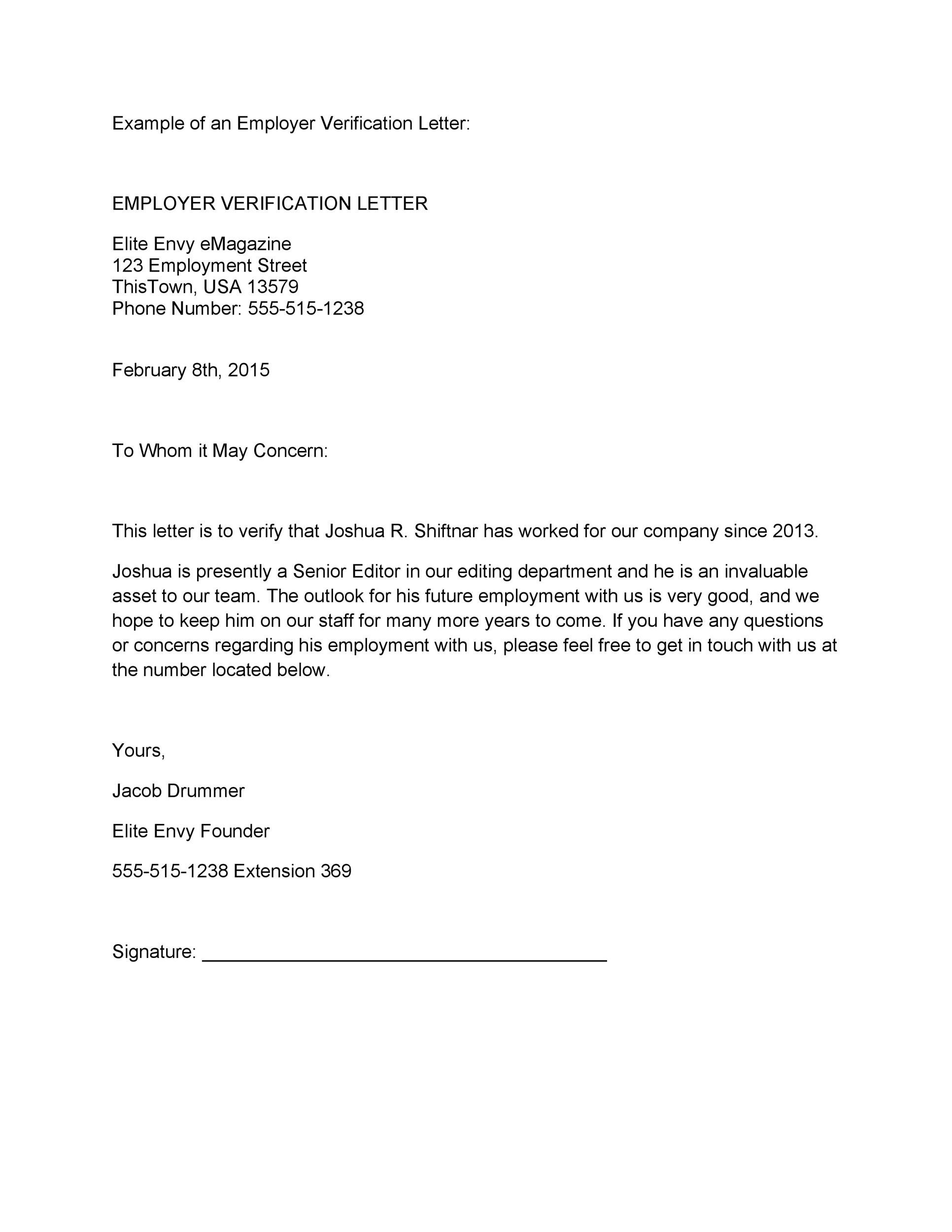 40 Proof Of Employment Letters Employment Verification Letters 40 Proof Of Employment Letters Employment Verification Letters