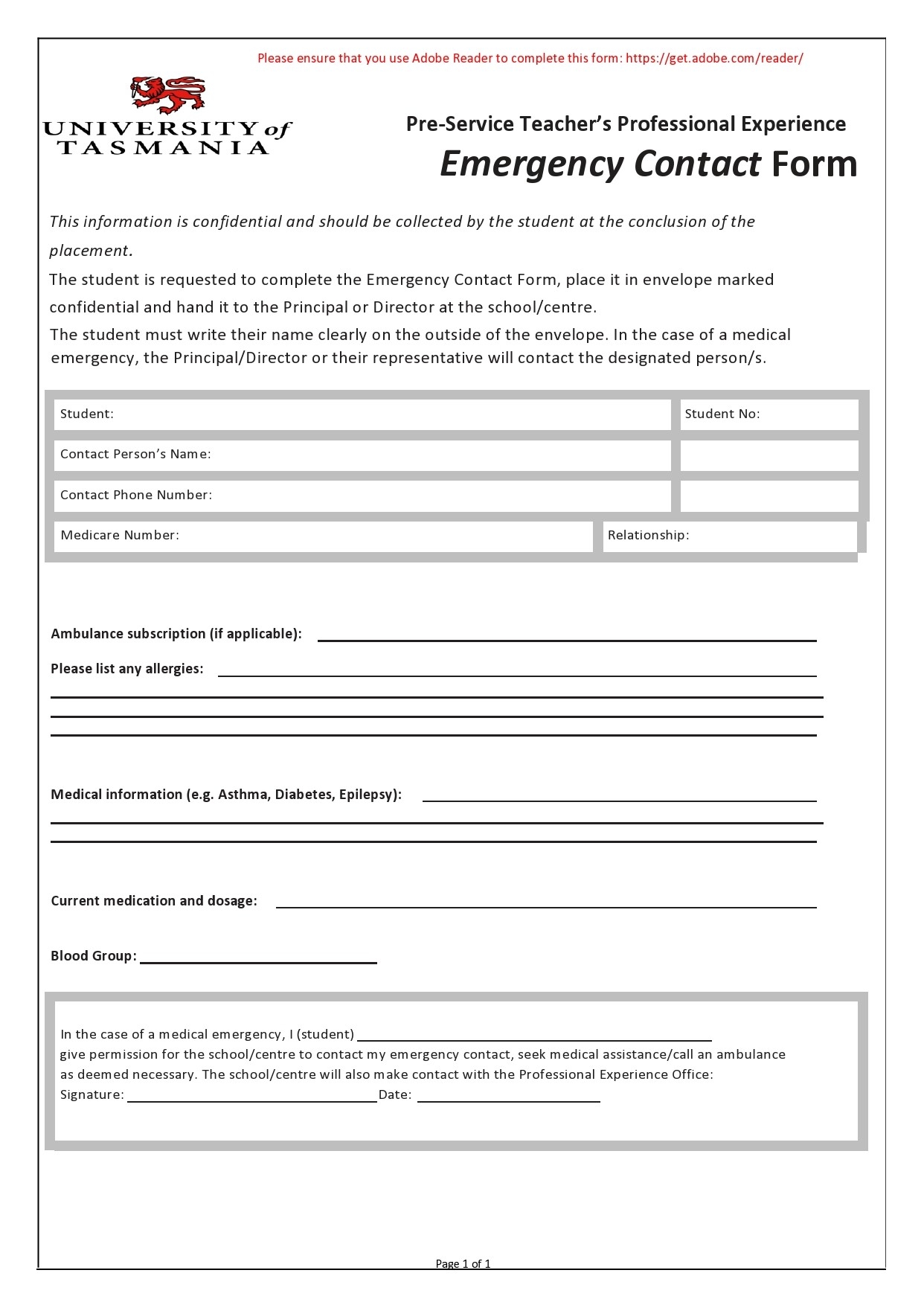 42 Printable Emergency Contact Forms 100 Free 