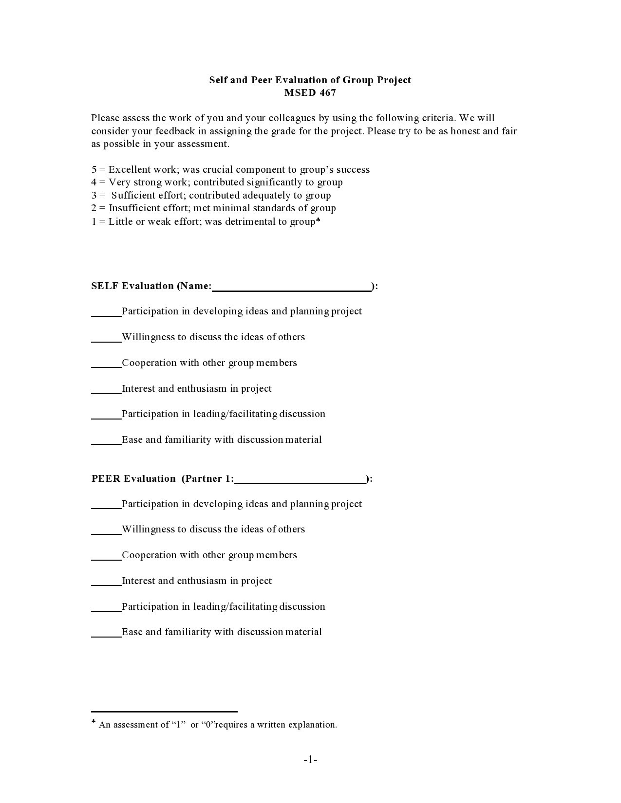 Group Facilitation Evaluation Form Printable