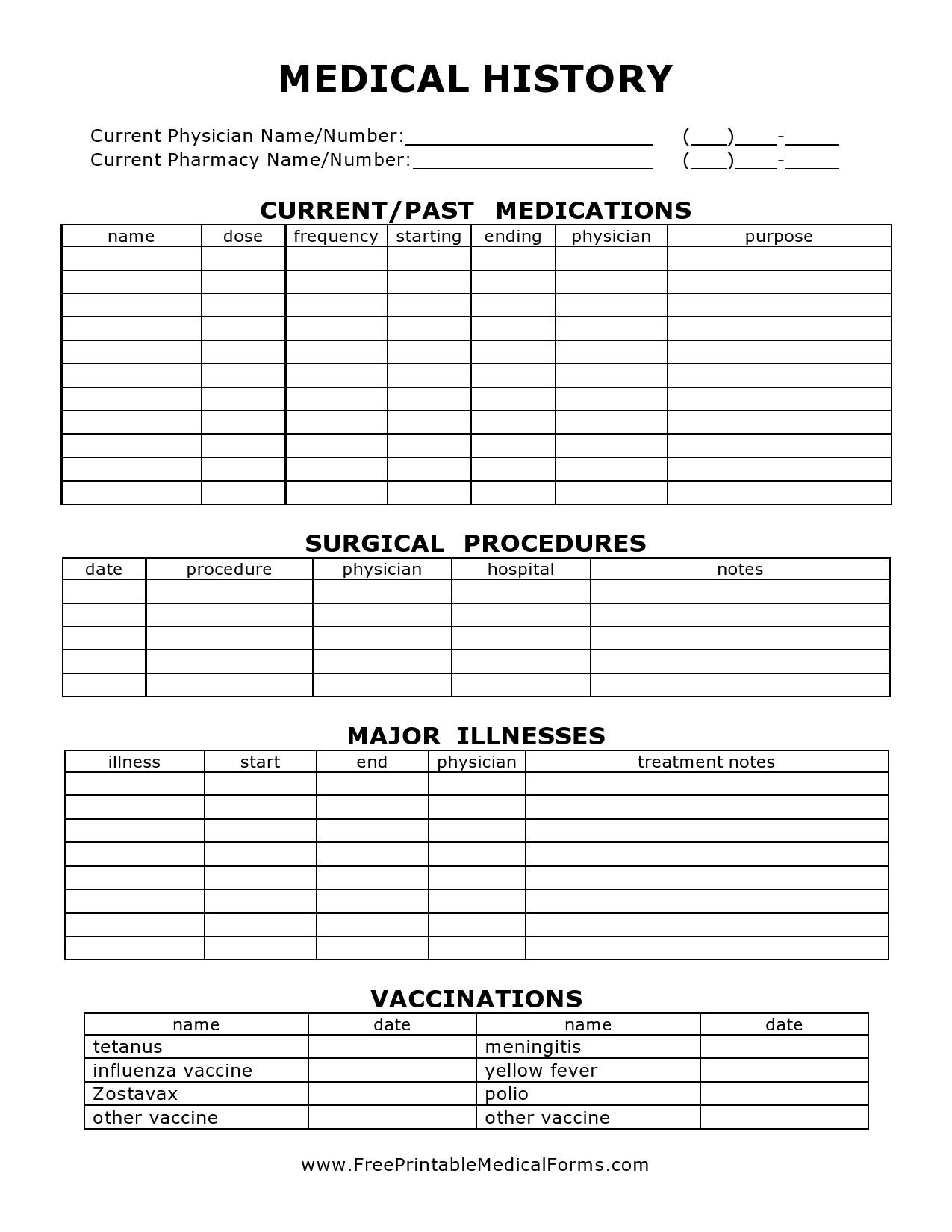 Free Printable New Patient Forms