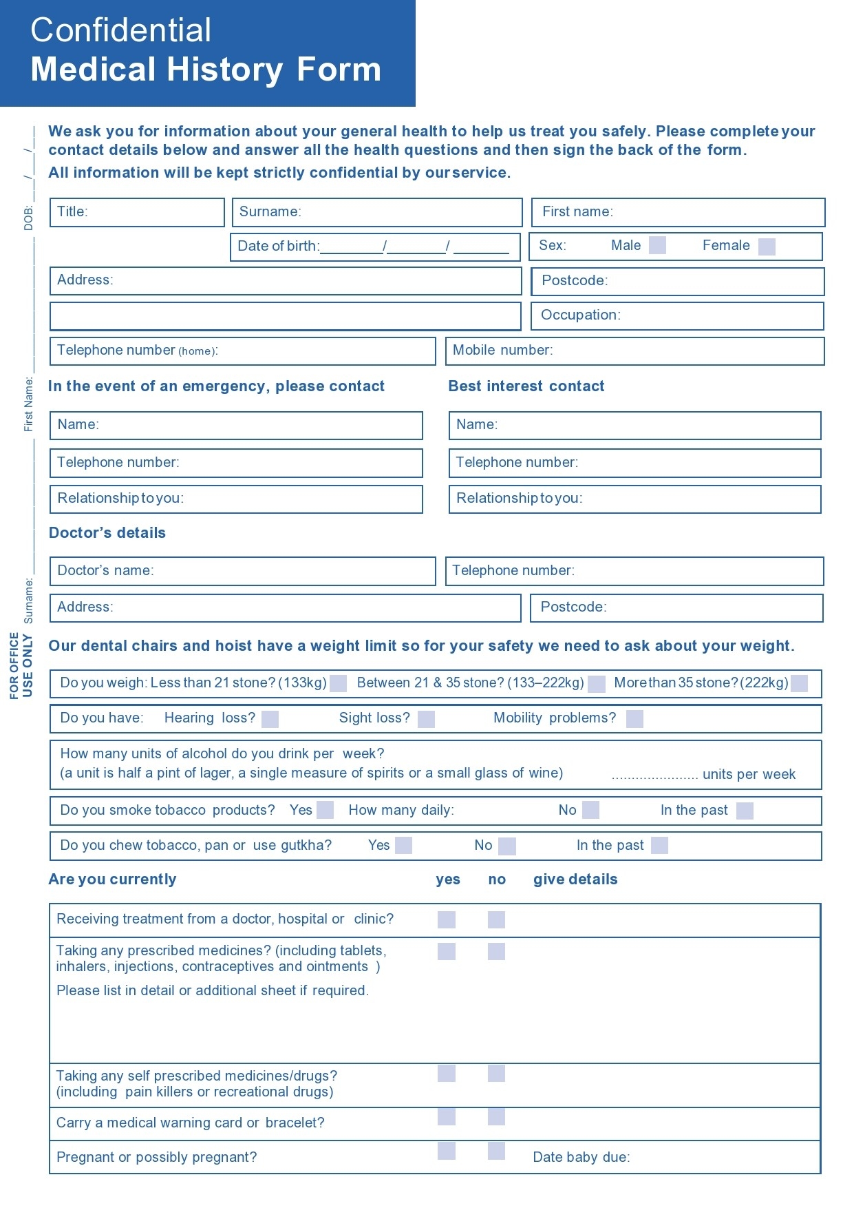 43 Medical Health History Forms PDF Word TemplateLab