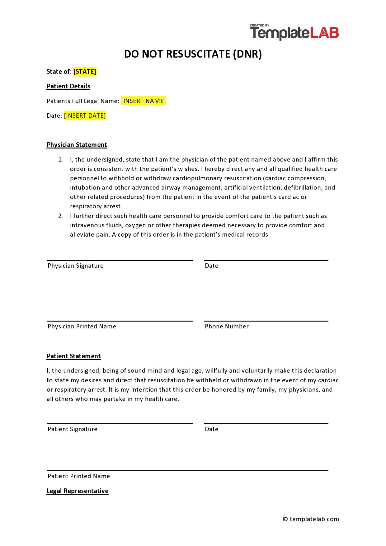 43 Printable Do Not Resuscitate Forms All States TemplateLab