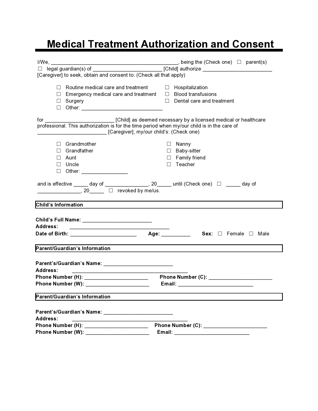 43 Printable Medical Consent Forms For Minor Free 43 Printable Medical Consent Forms For Minor Free