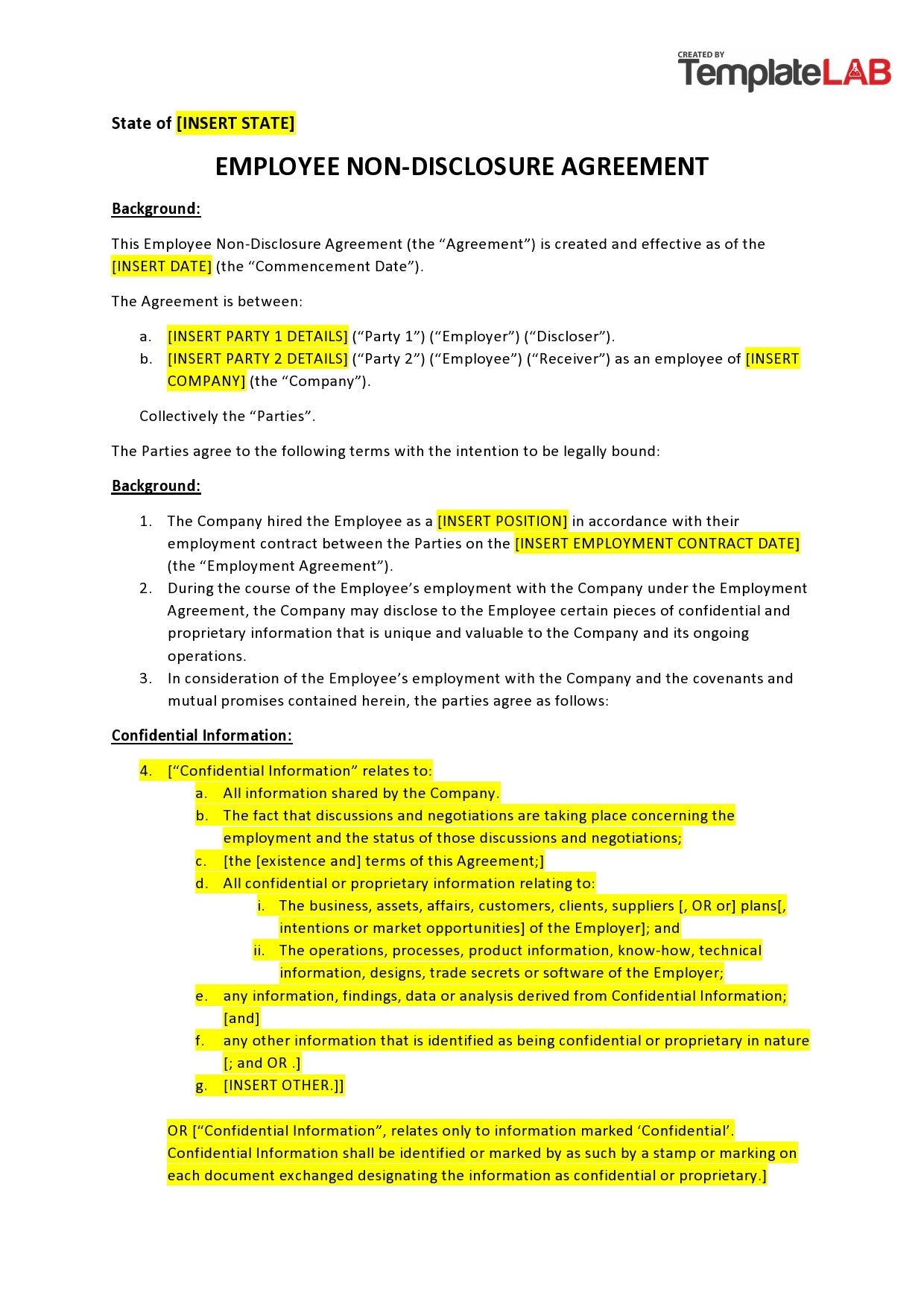 Free Printable Non Disclosure Agreement Form