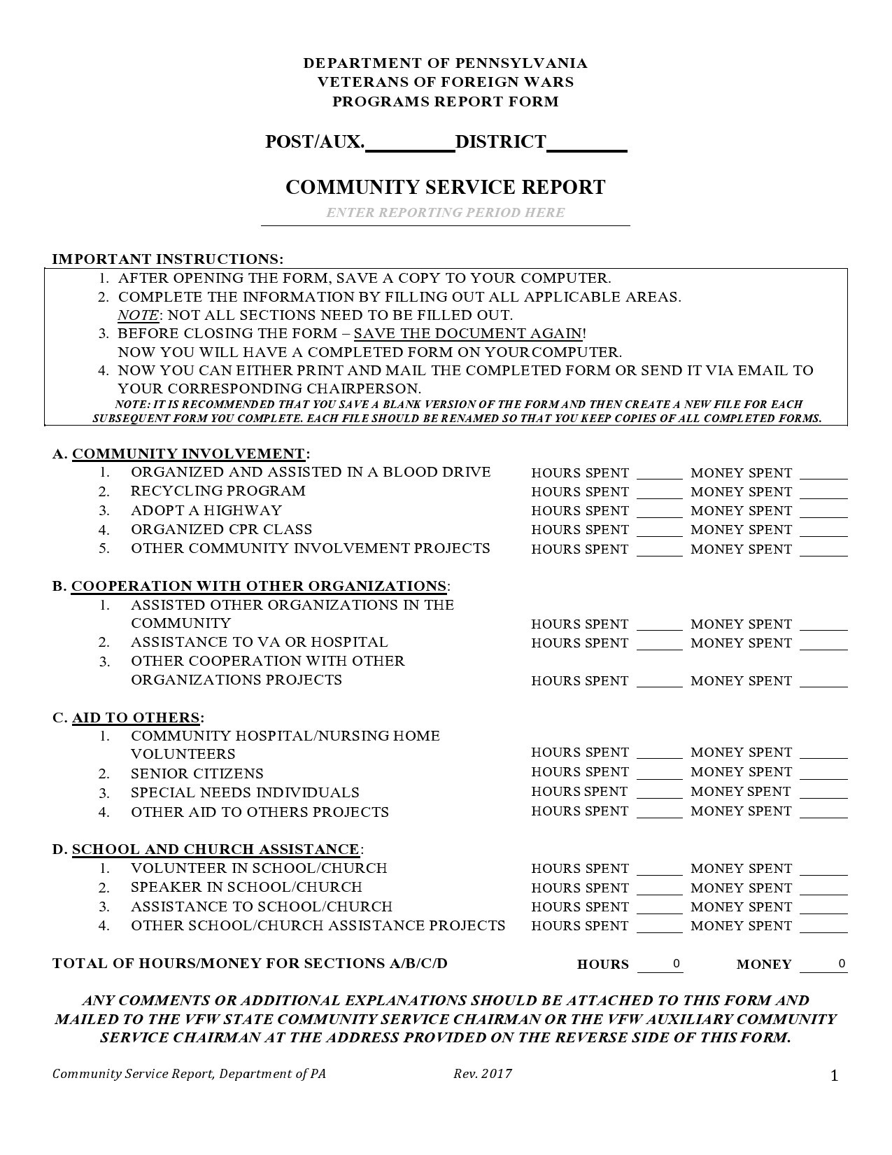 Community Service Form Printable Community Service Form Printable