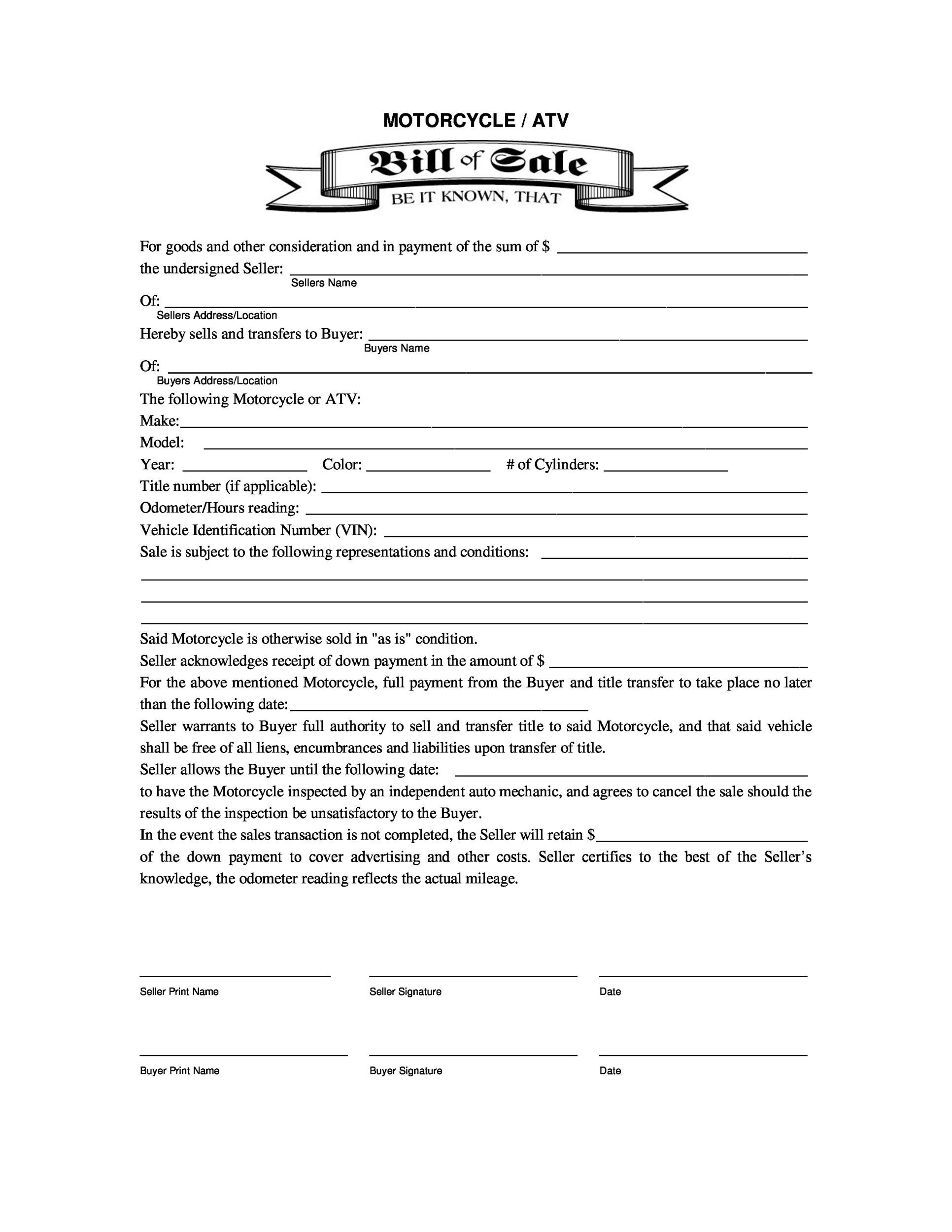 45 Printable Bill Of Sale Templates Free Word PDF 45 Printable Bill Of Sale Templates Free Word PDF