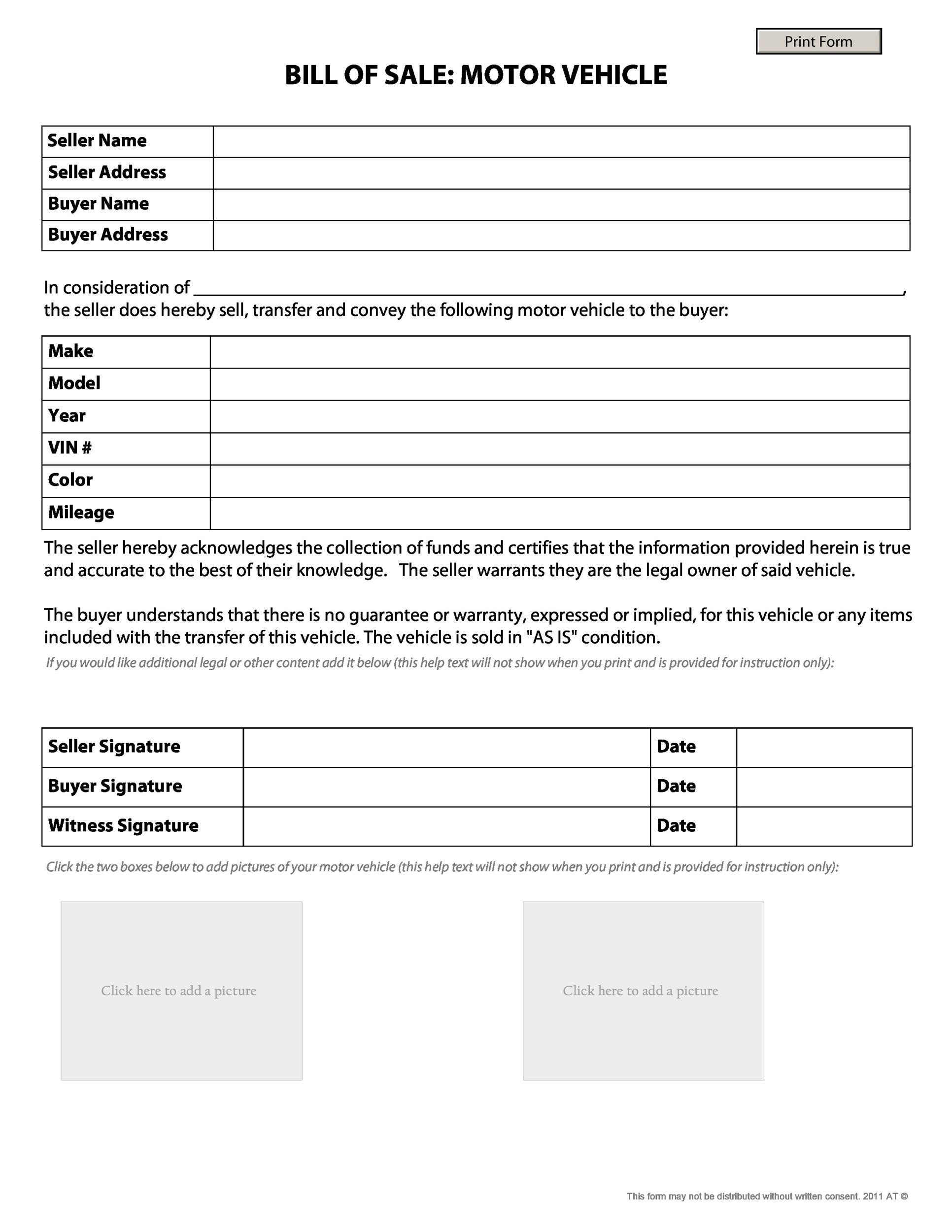 45 Printable Bill Of Sale Templates Free Word PDF 