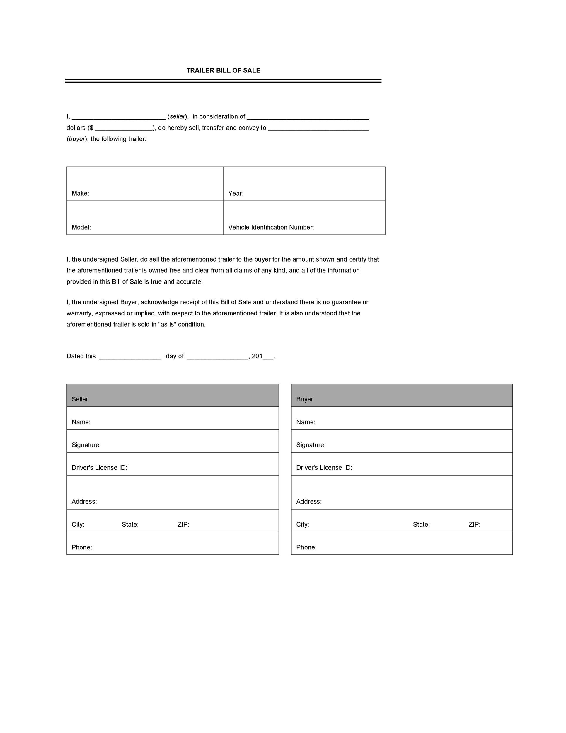 45 Printable Bill Of Sale Templates Free Word PDF 