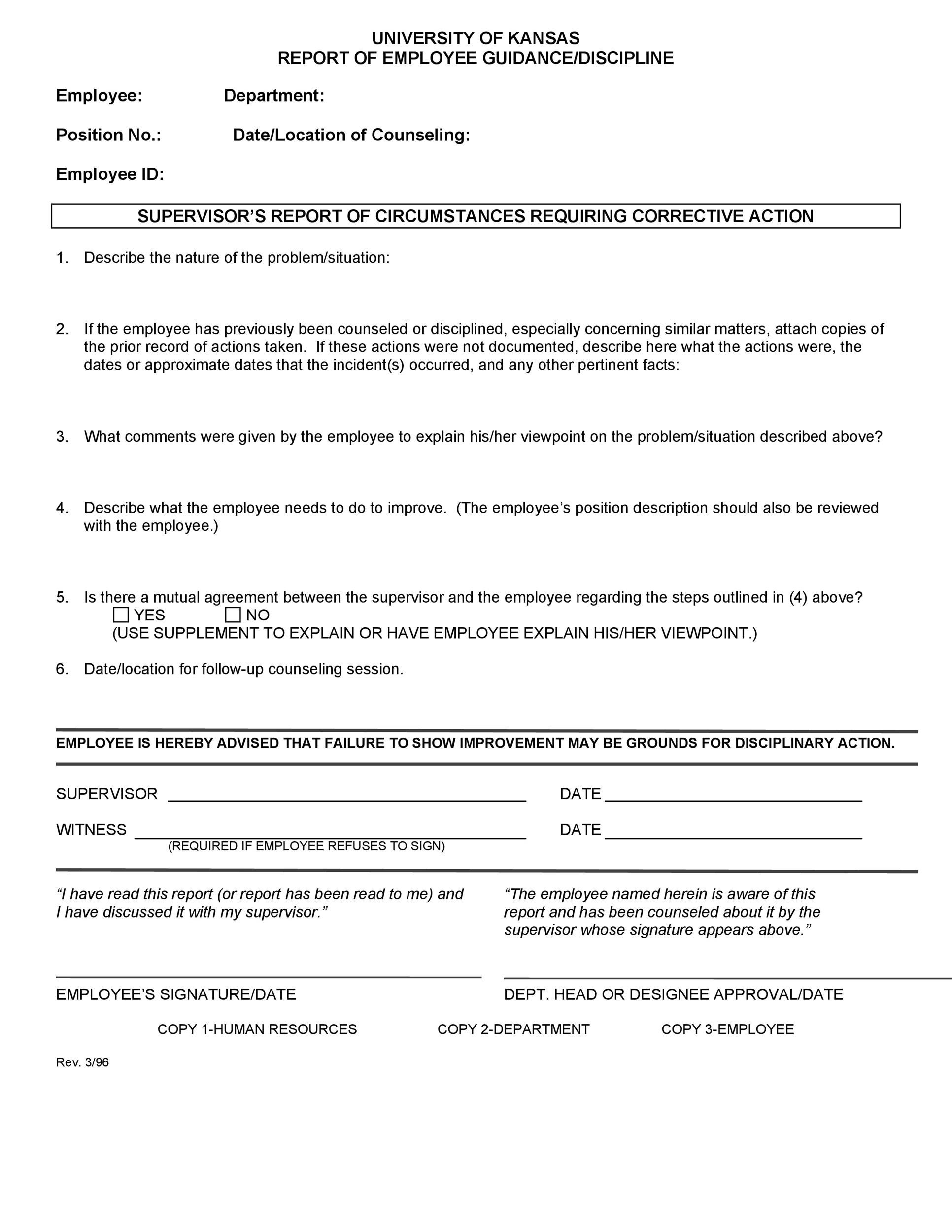 46 Effective Employee Write Up Forms Disciplinary Action Forms 