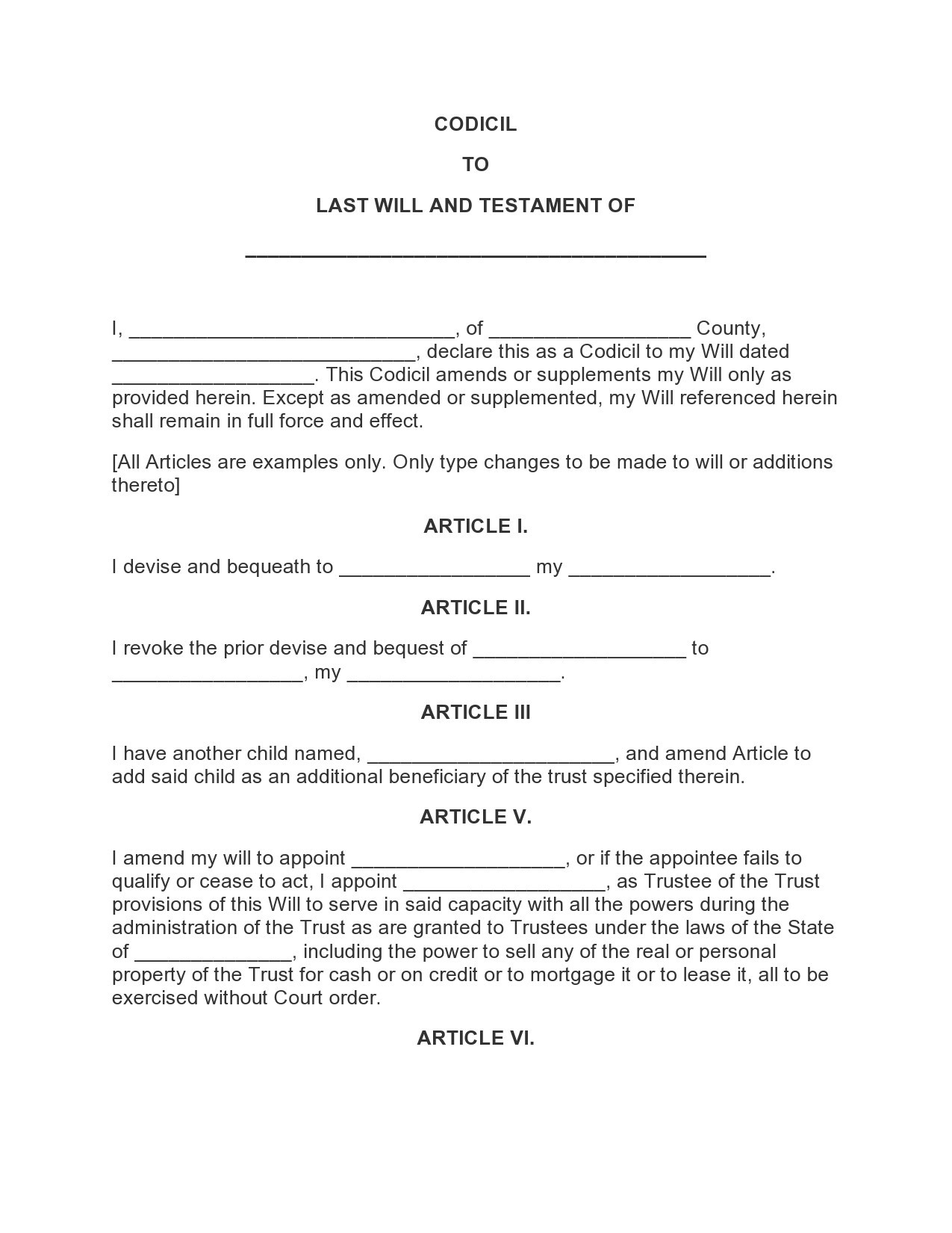 46 Free Codicil To Will Forms U0026 Templates TemplateLab 46 Free Codicil To Will Forms U0026 Templates TemplateLab