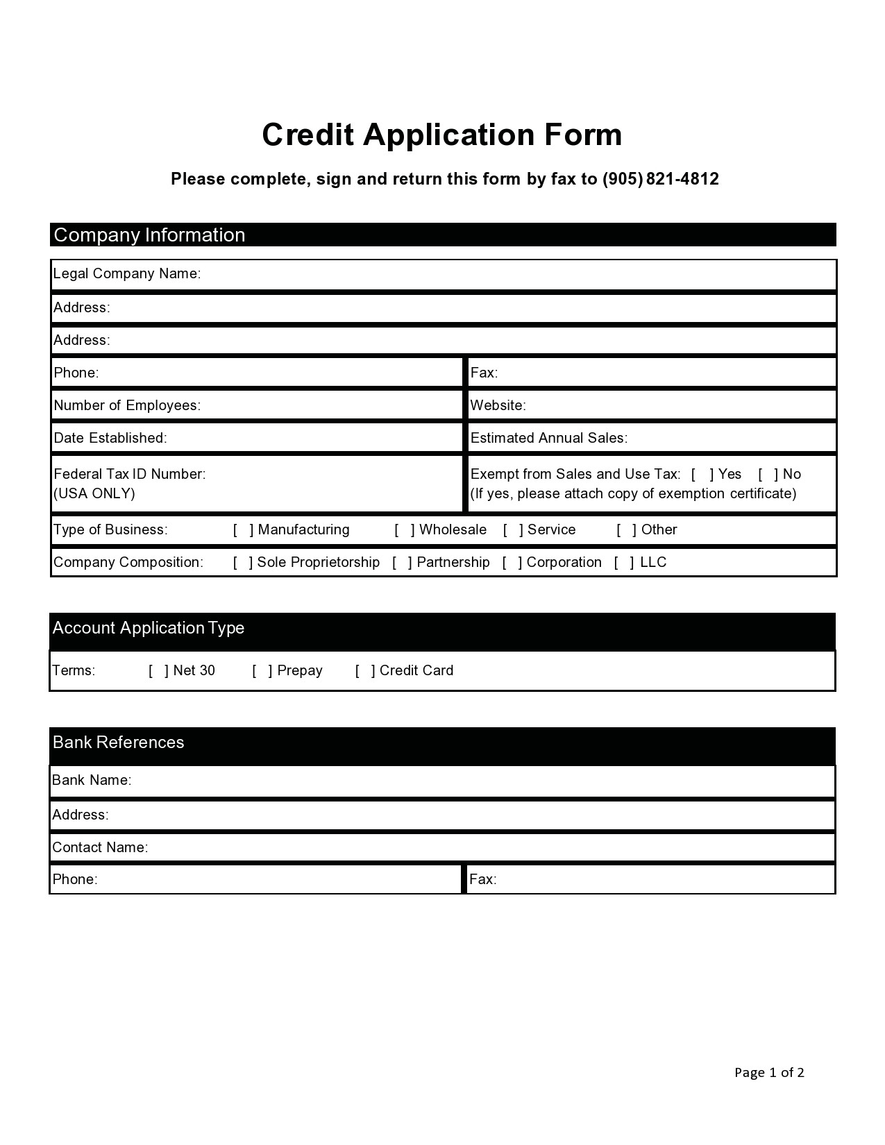 48 Blank Business Credit Application Templates 100 FREE 