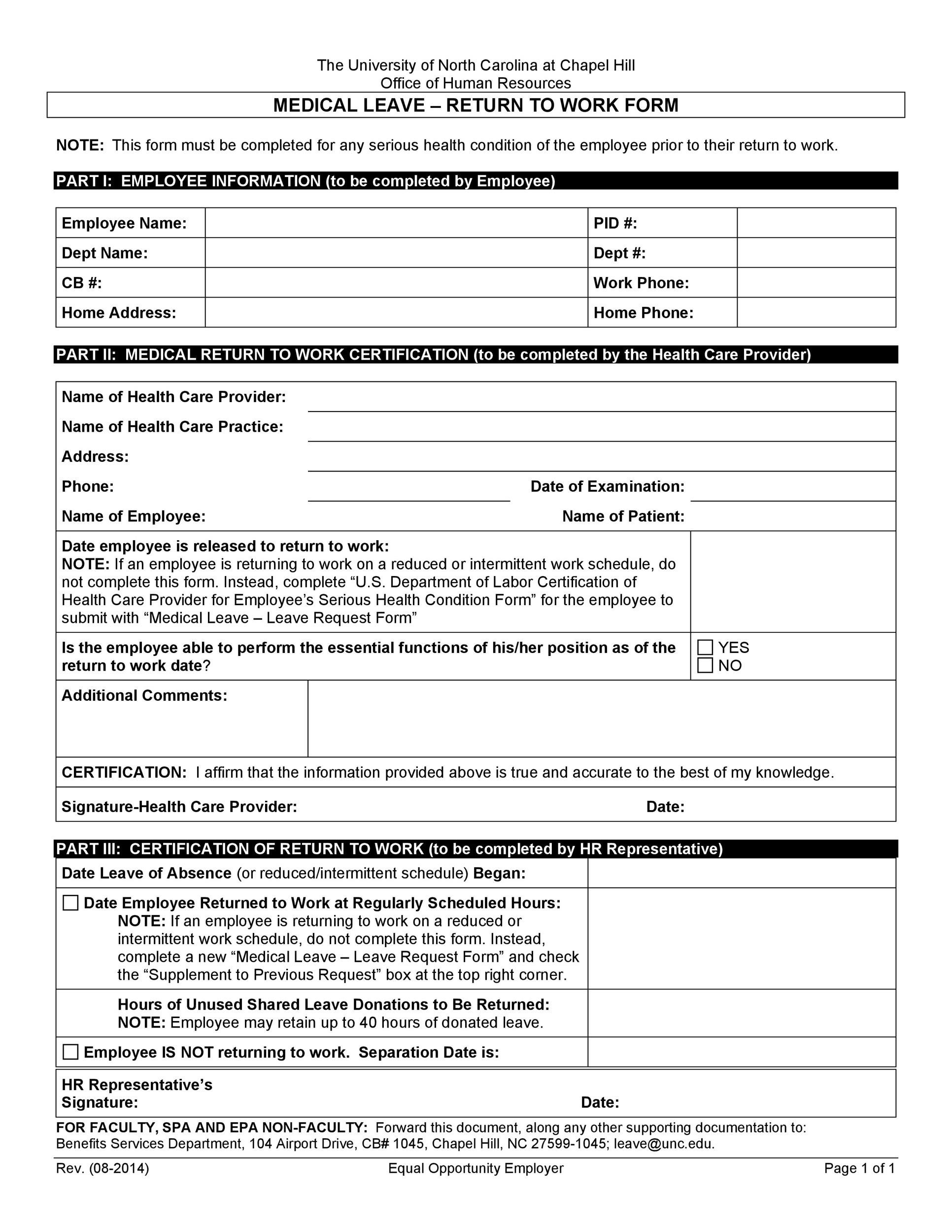 49 Best Return To Work Work Release Forms TemplateLab 49 Best Return To Work Work Release Forms TemplateLab
