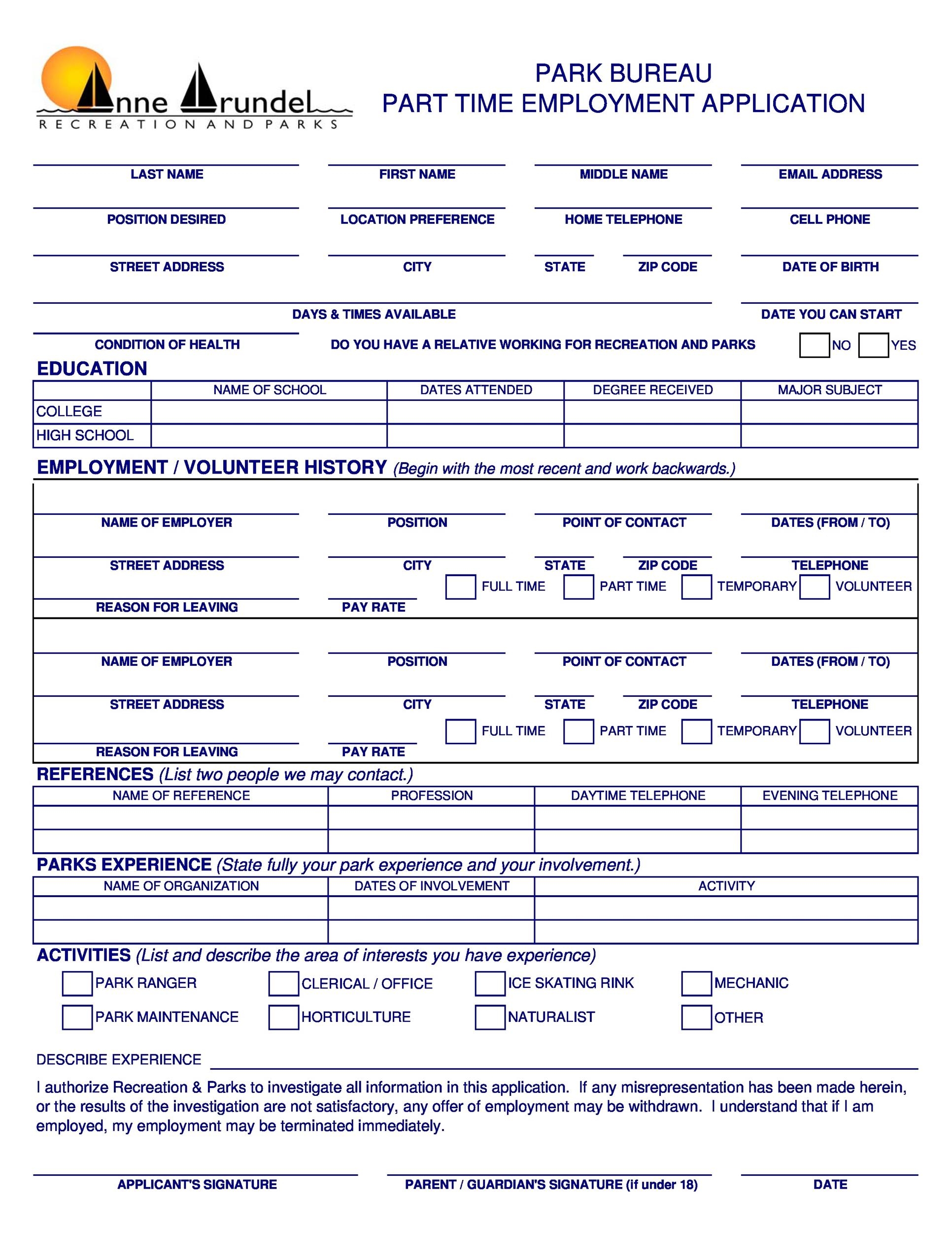 50 Free Employment Job Application Form Templates Printable TemplateLab
