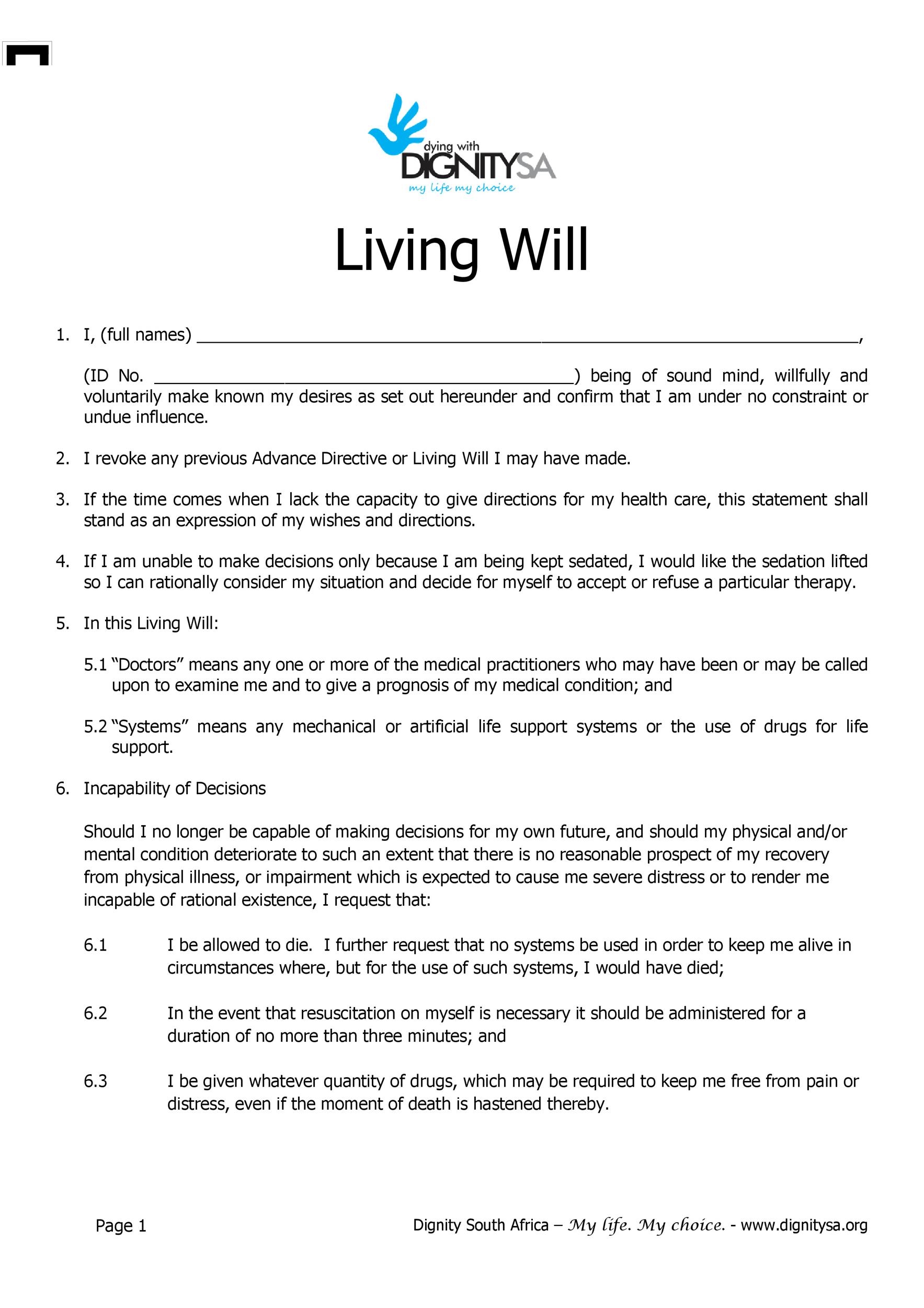 50 Free Living Will Templates Forms Word TemplateLab