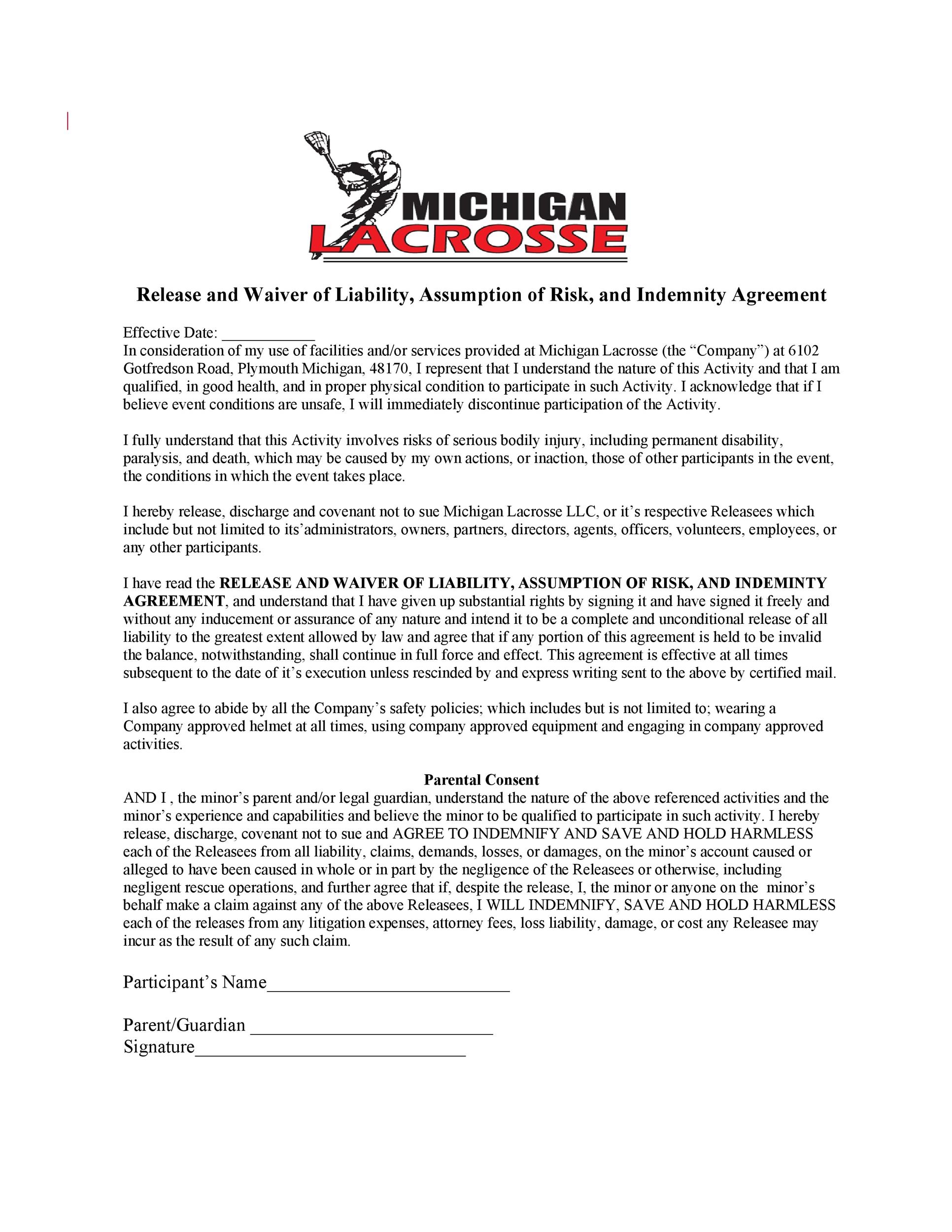 50 Free Release Of Liability Forms Liability Waiver TemplateLab