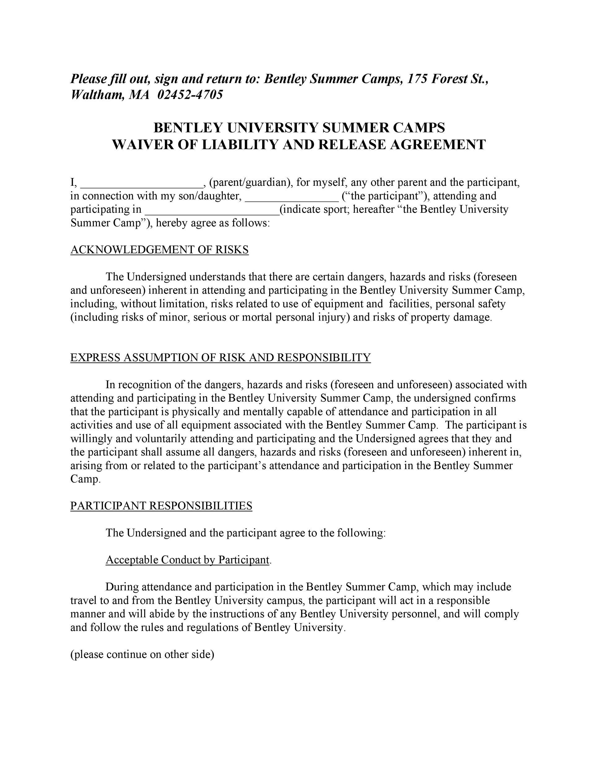 50 Free Release Of Liability Forms Liability Waiver TemplateLab