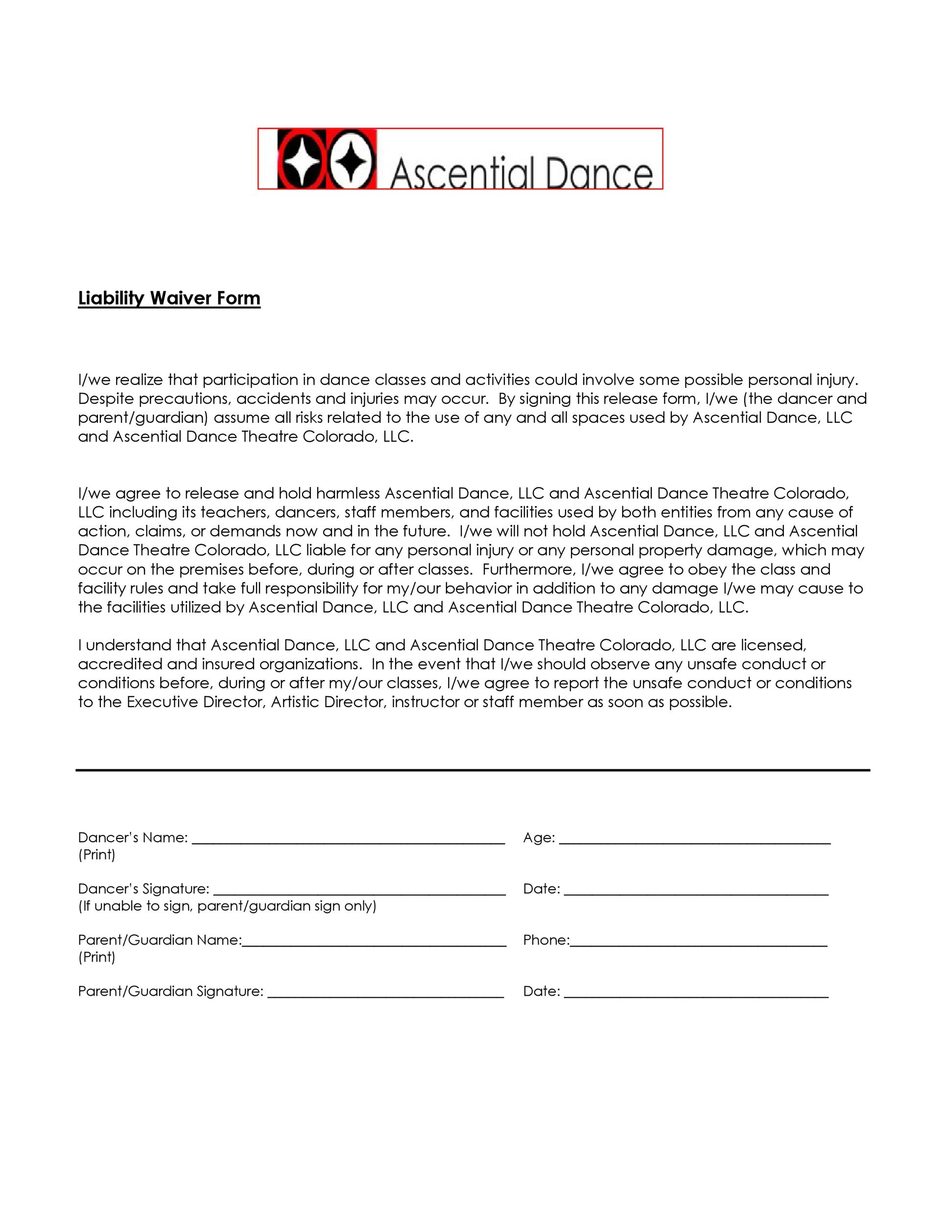 Free Printable Liability Forms