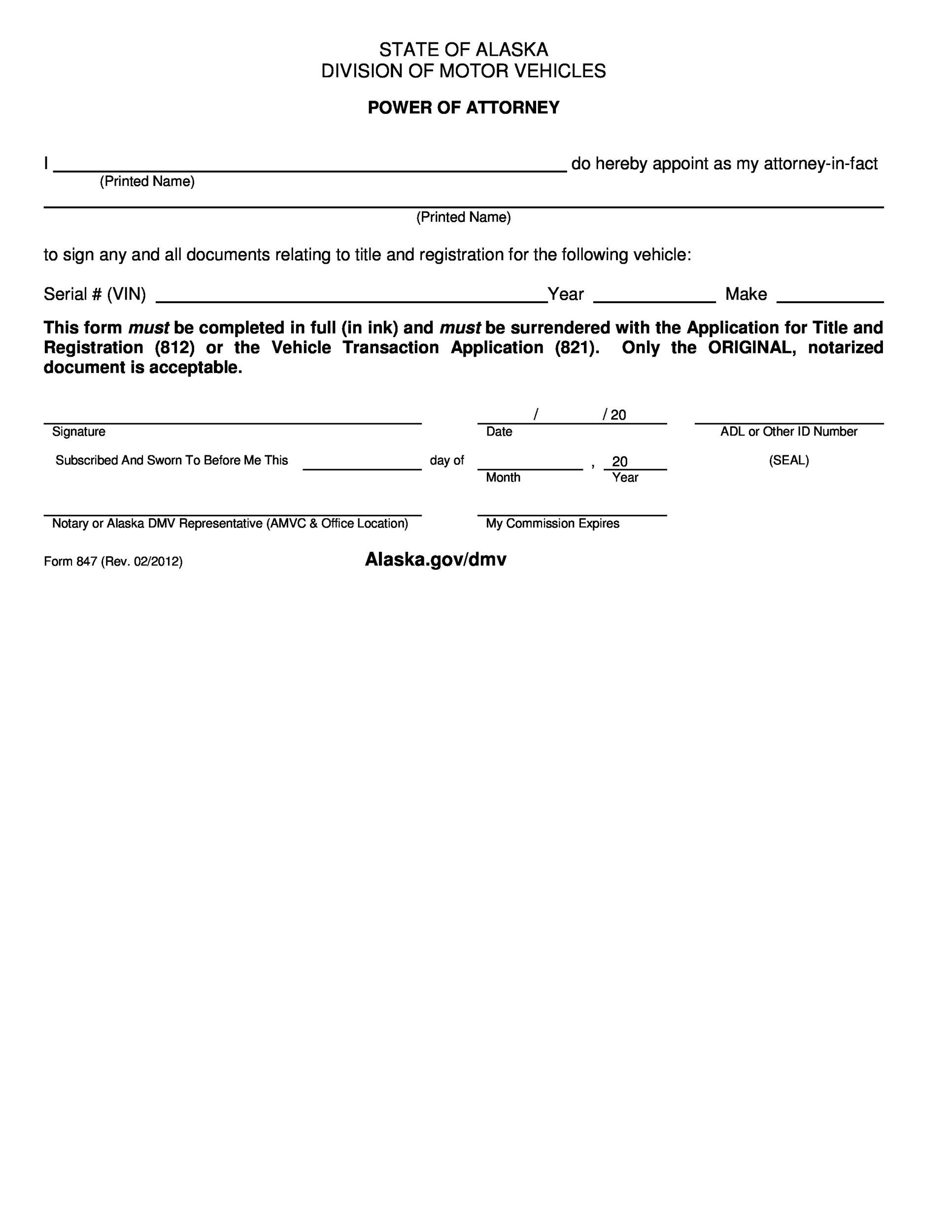 Printable Power Of Attorney Form
