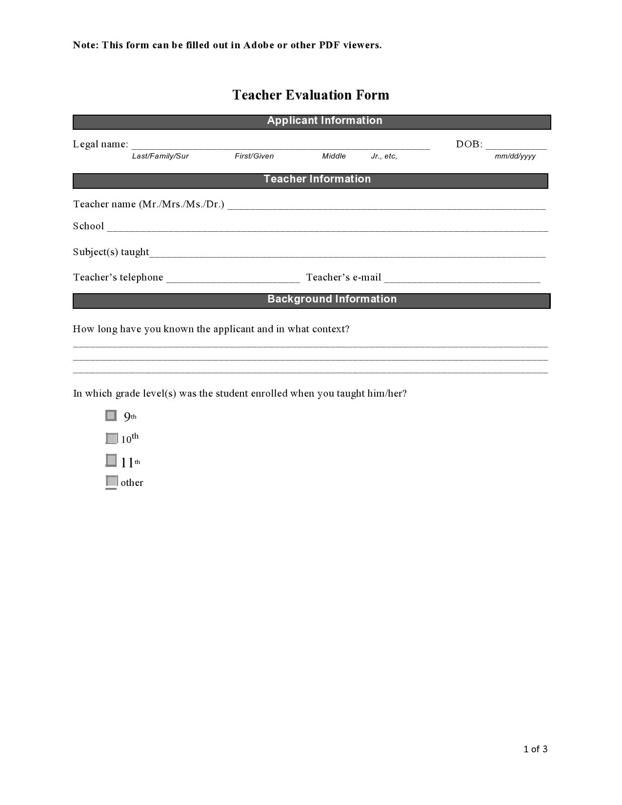 50 Printable Teacher Evaluation Forms Free TemplateLab