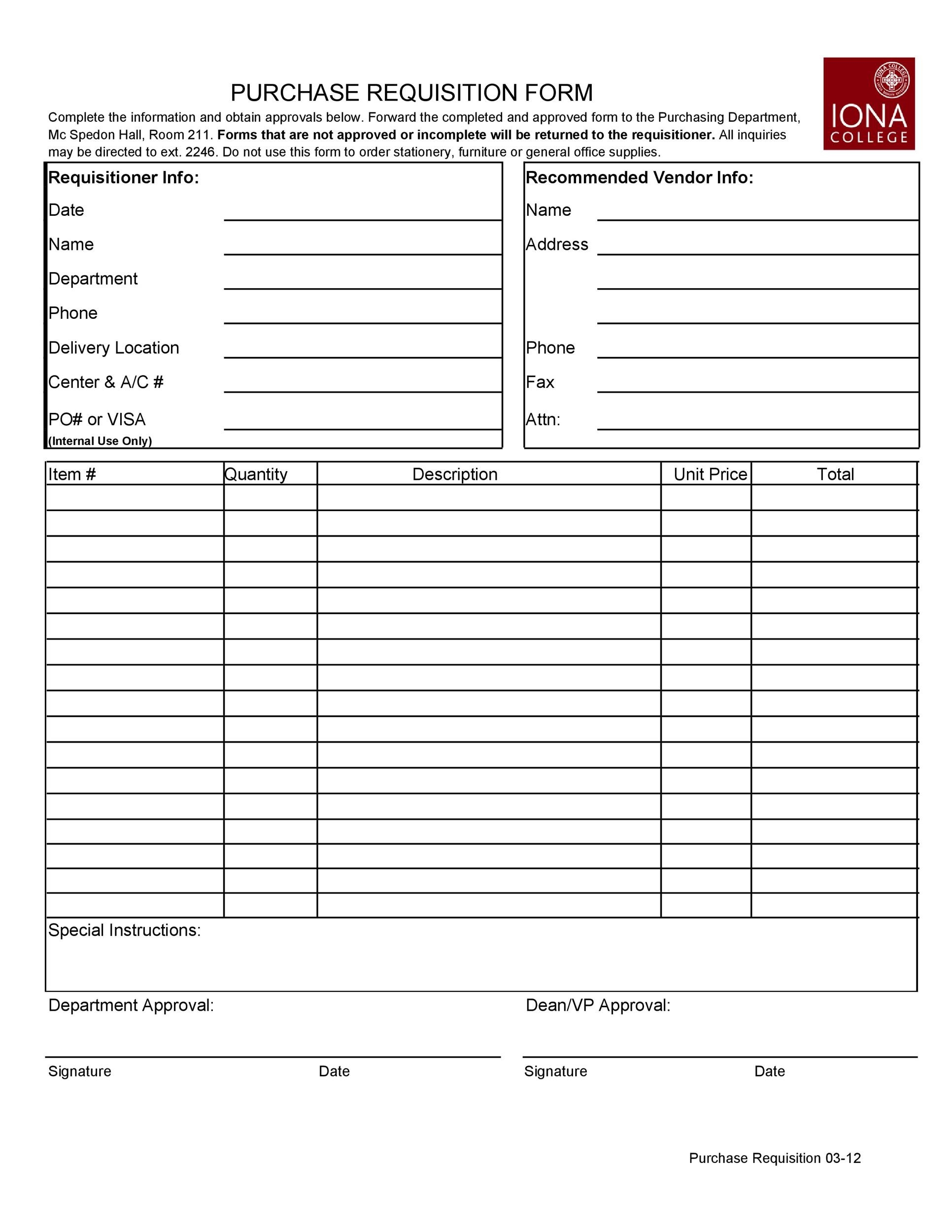 50 Professional Requisition Forms Purchase Materials Lab 50 Professional Requisition Forms Purchase Materials Lab