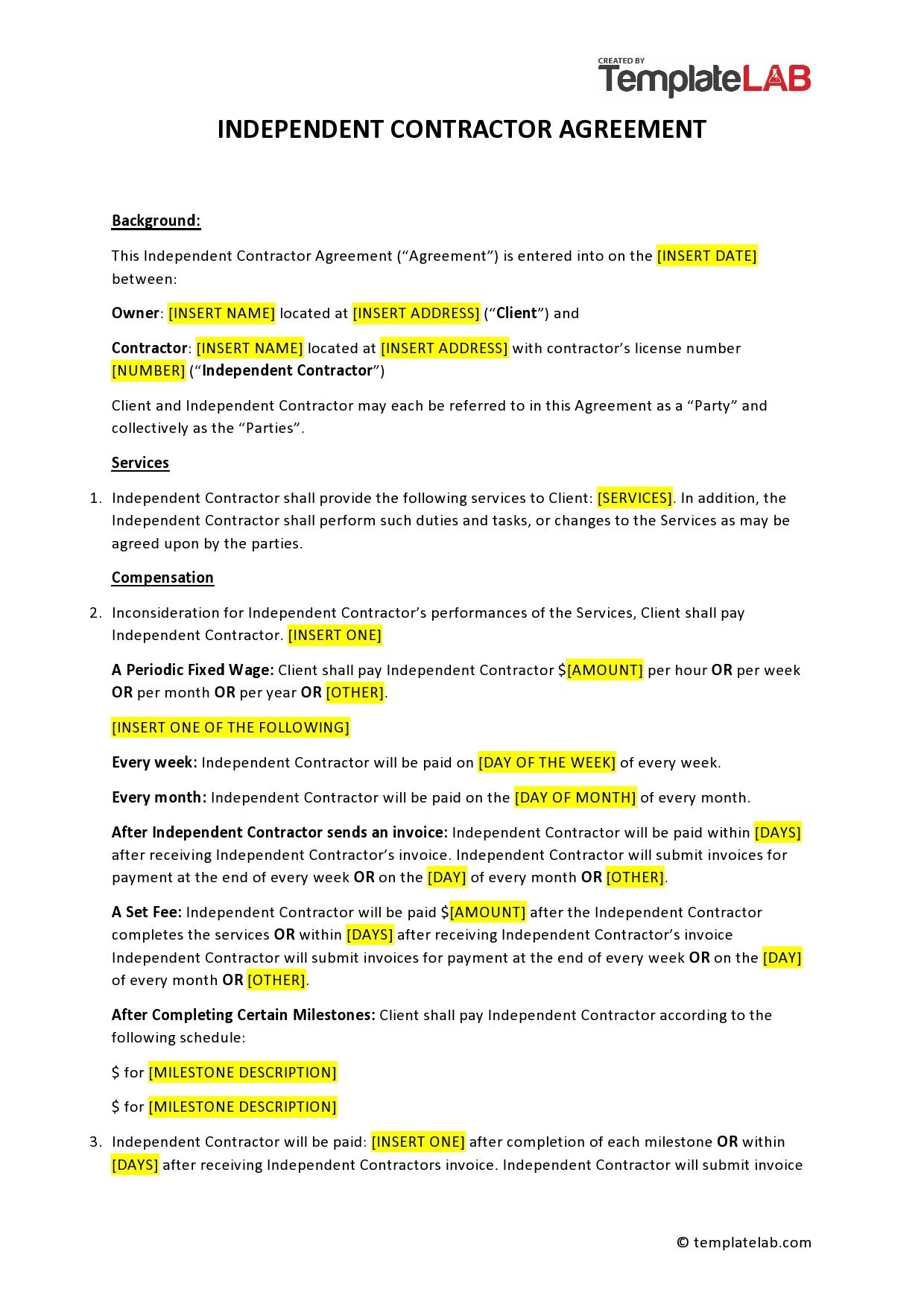 50 Simple Independent Contractor Agreement Templates FREE 