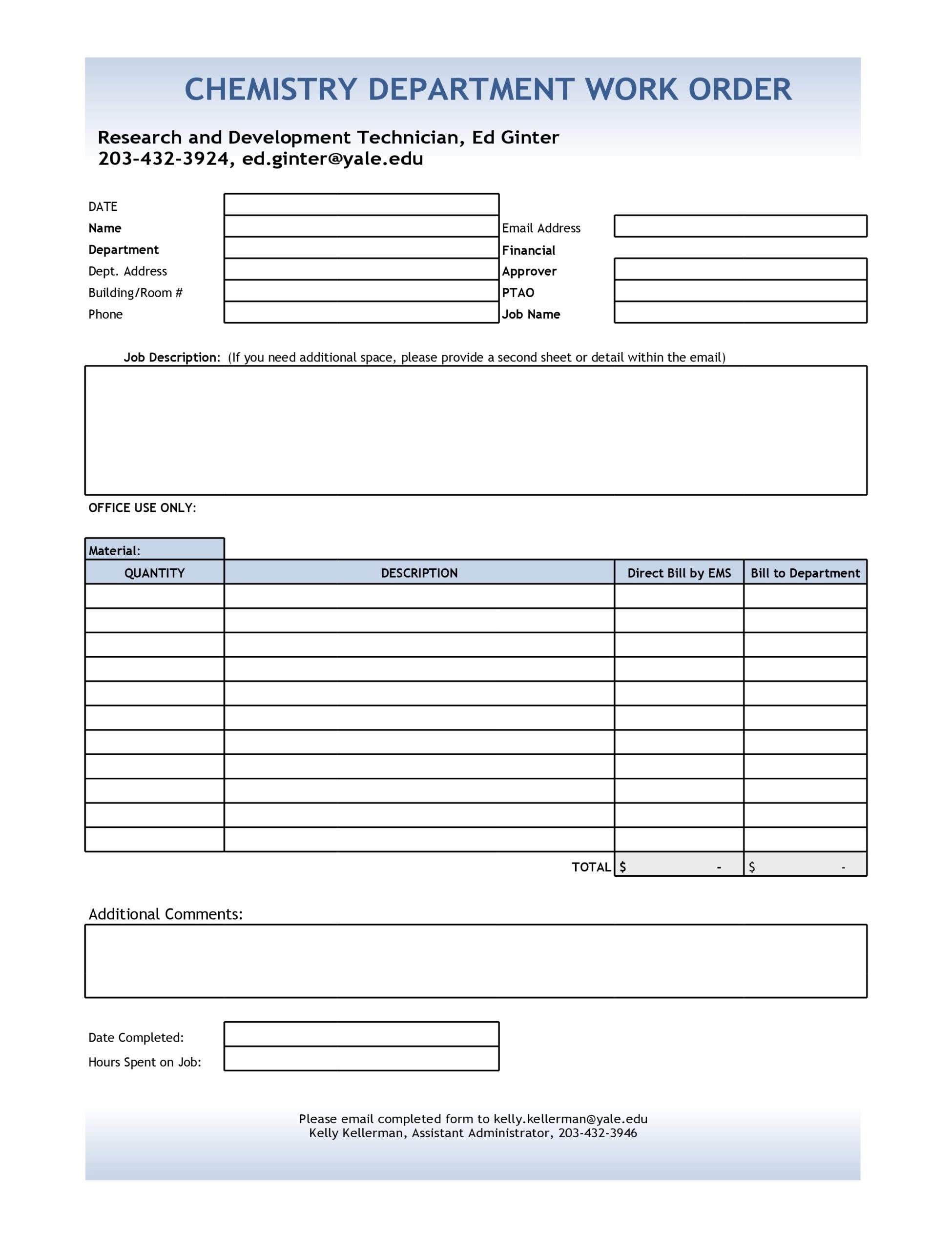 52 Printable Work Order Templates Excel Word PDF 
