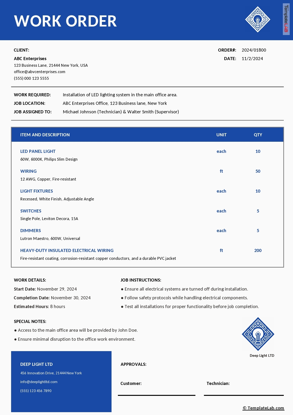 Work Order Forms Printable Work Order Forms Printable
