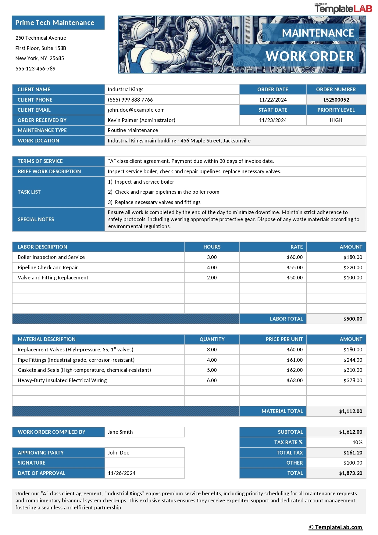 52 Printable Work Order Templates Excel Word PDF 52 Printable Work Order Templates Excel Word PDF