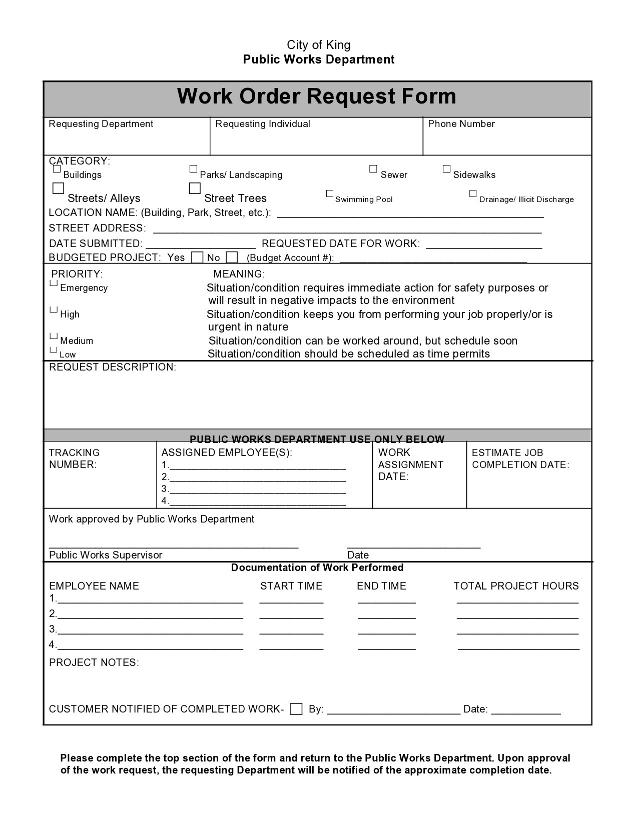 52 Printable Work Order Templates Excel Word PDF 52 Printable Work Order Templates Excel Word PDF