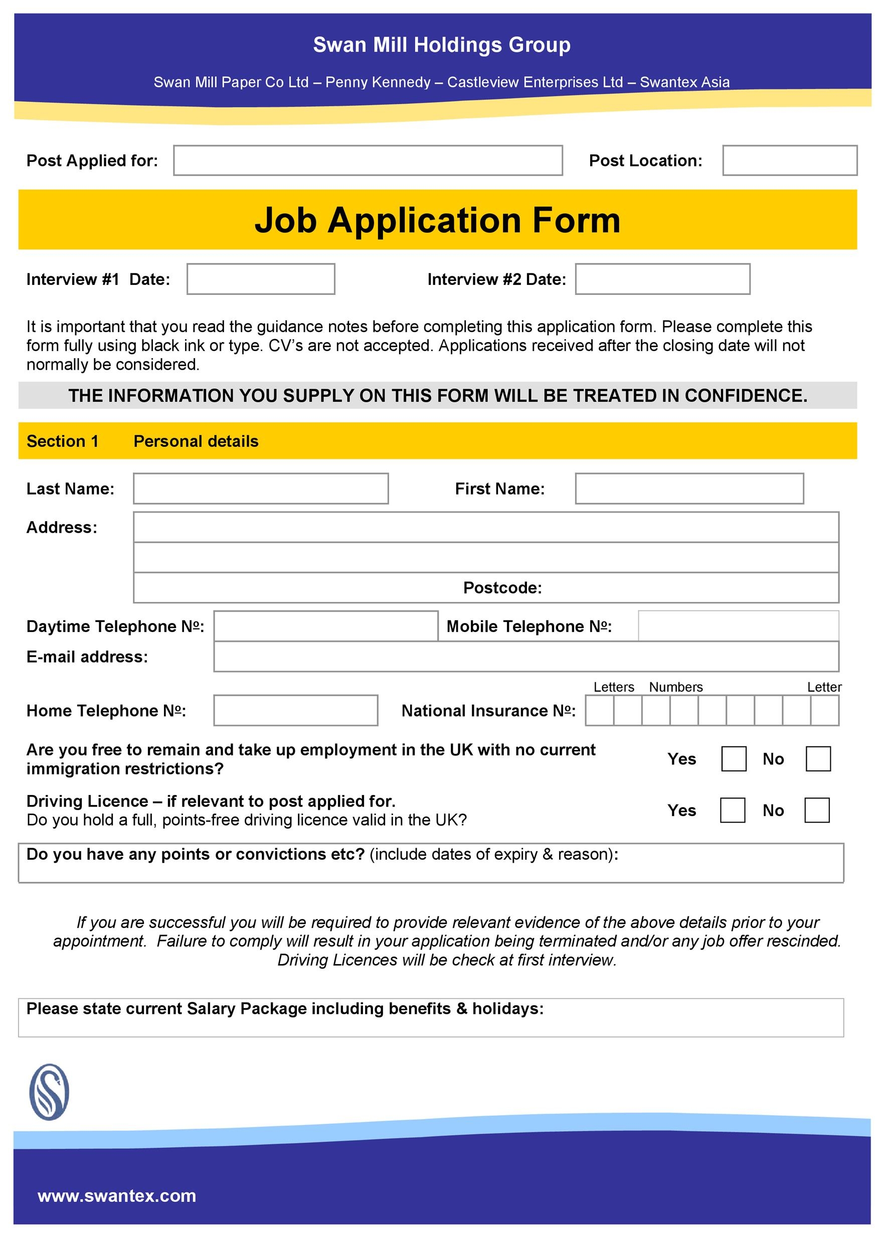 56 Free Employment Job Application Form Templates Printable TemplateLab