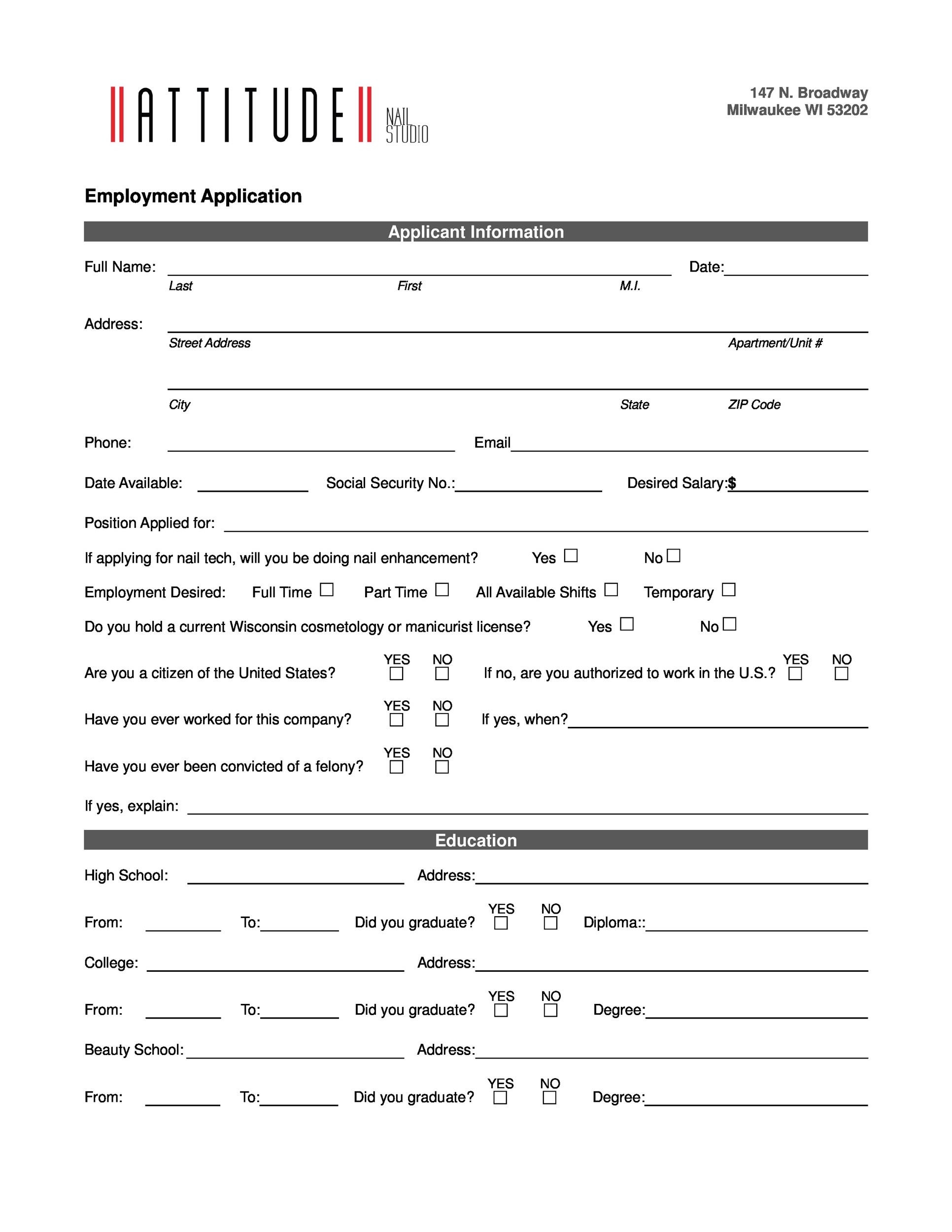 56 Free Employment Job Application Form Templates Printable TemplateLab