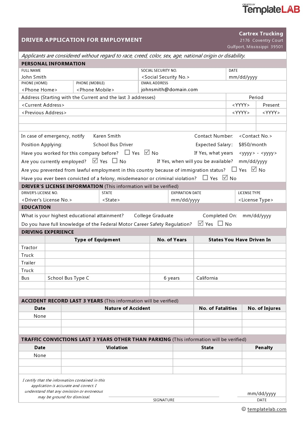 56 Free Employment Job Application Form Templates Printable TemplateLab