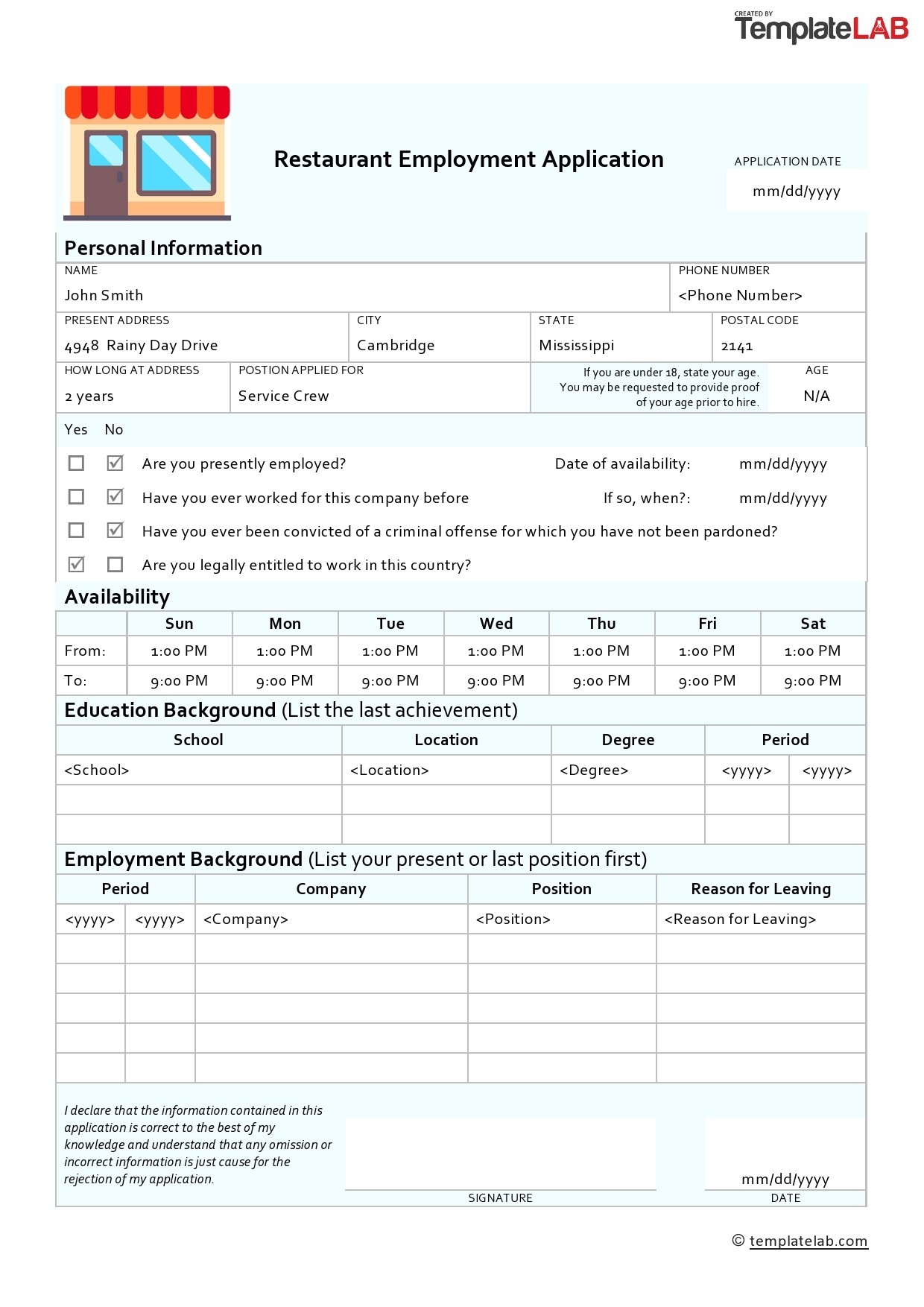 Free Printable Job Application Forms