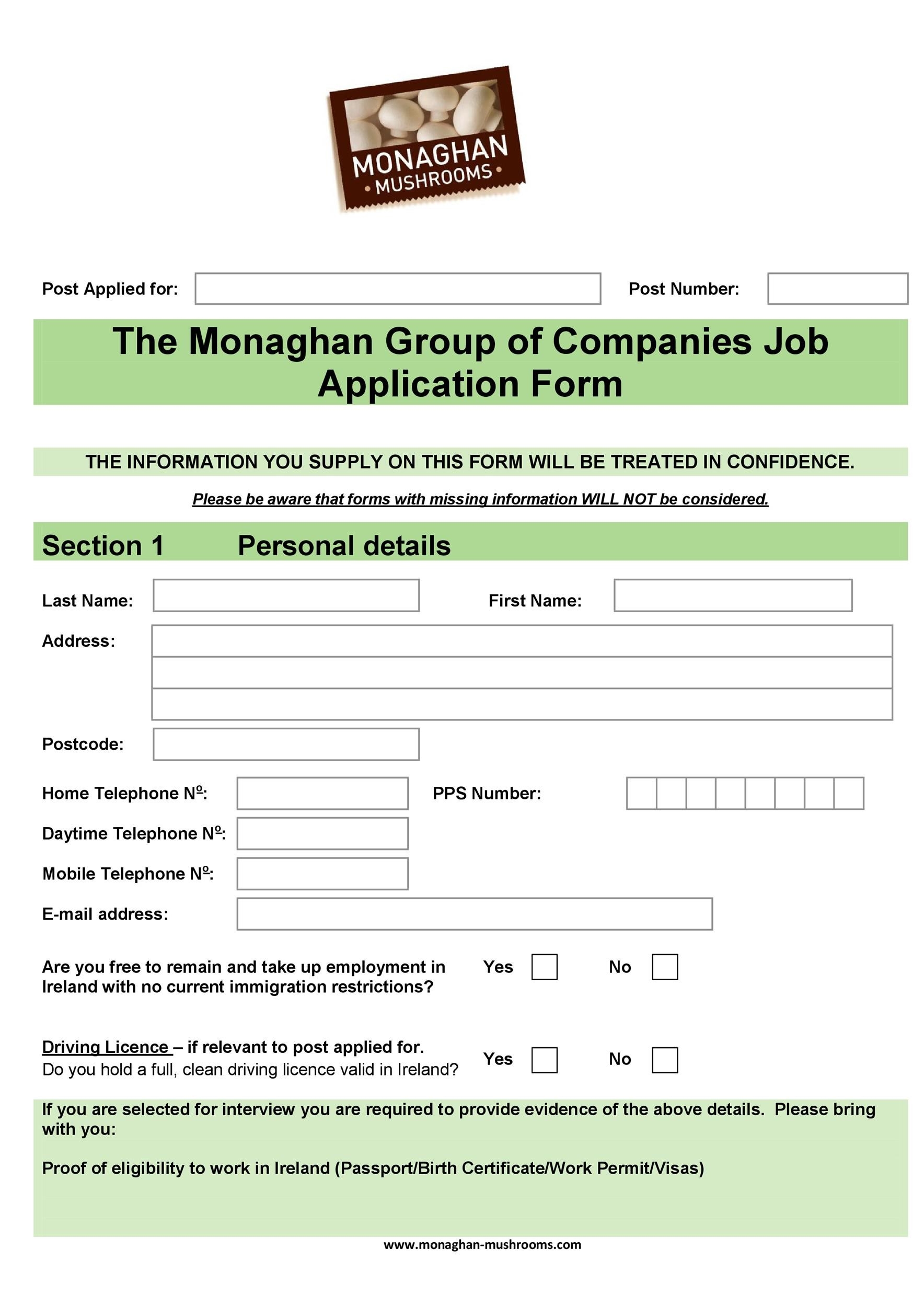 56 Free Employment Job Application Form Templates Printable TemplateLab