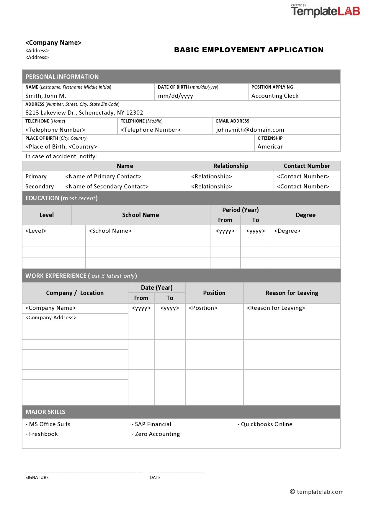 56 Free Employment Job Application Form Templates Printable TemplateLab