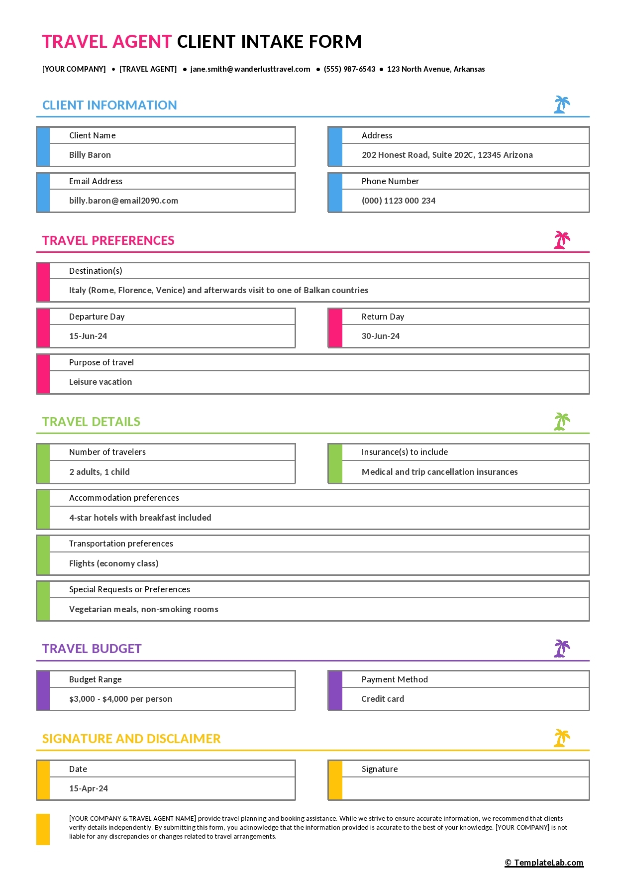 56 Printable Client Intake Forms FREE Templates TemplateLab