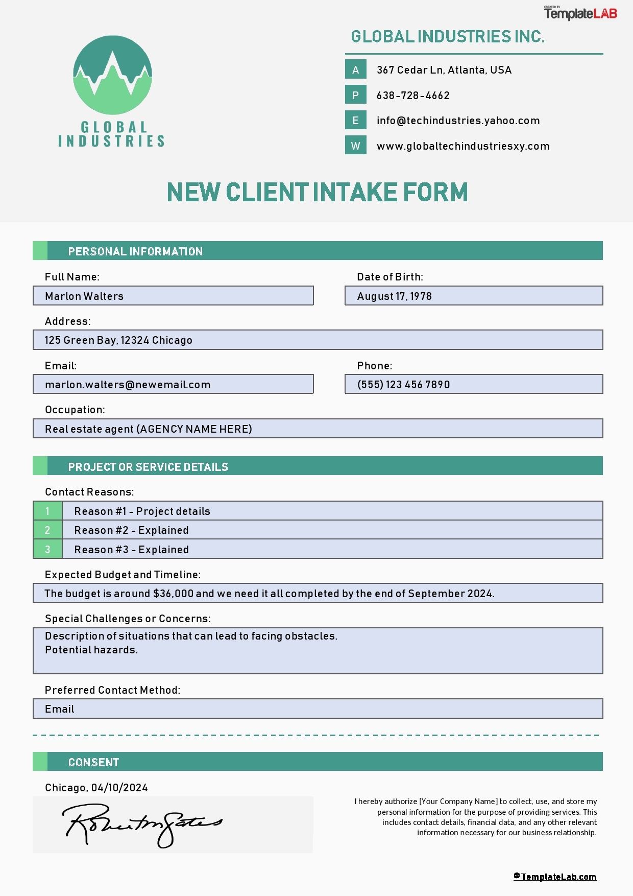 Free Printable Customer Information Form
