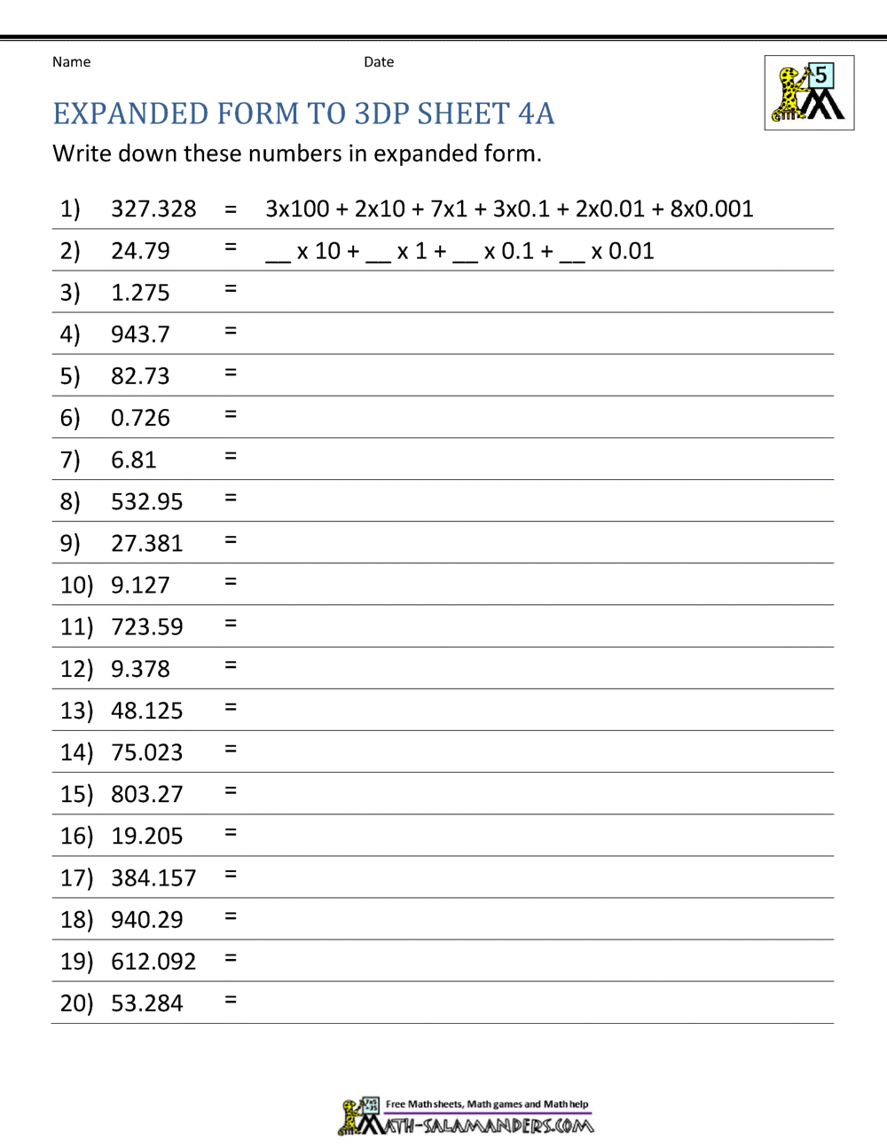 5th Grade Place Value Worksheets 5th Grade Place Value Worksheets