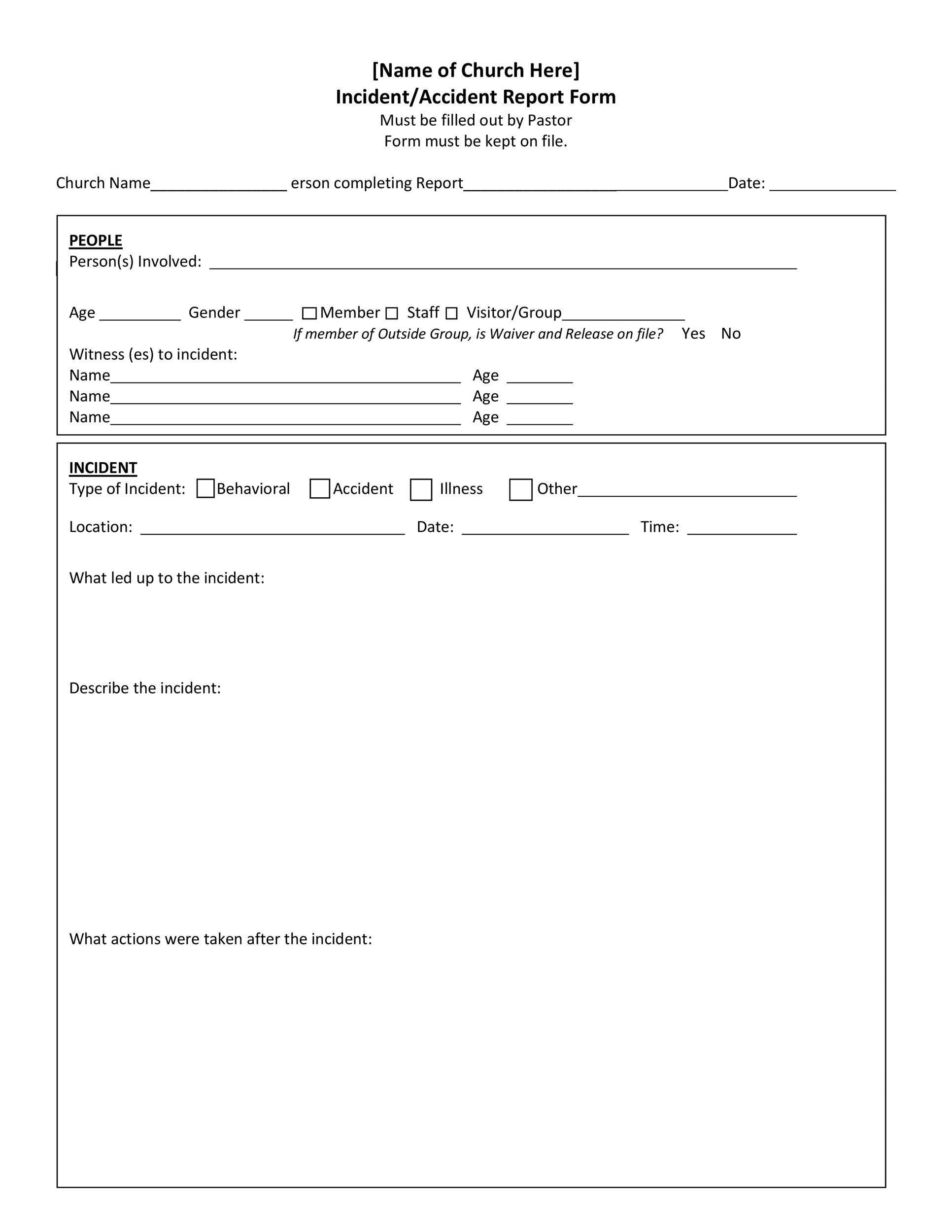Free Printable Accident Report Form
