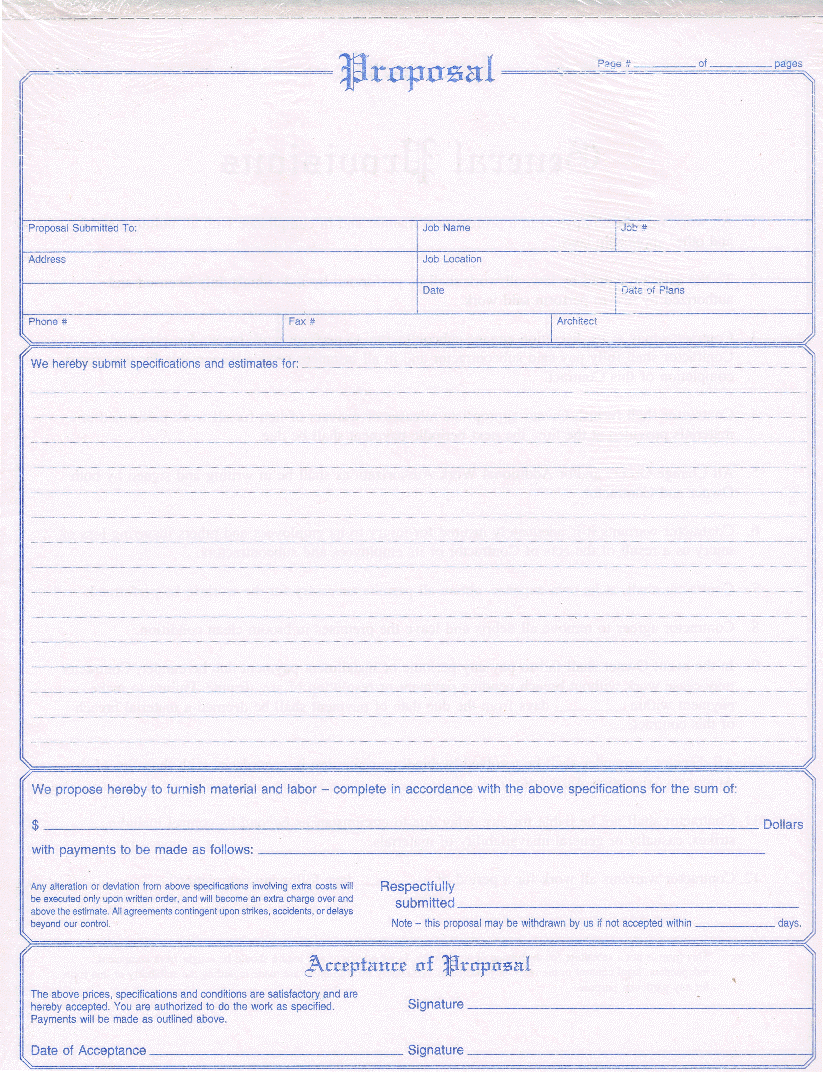 Adams NC3819 Contractors Proposal Form Adams NC3819 Contractors Proposal Form