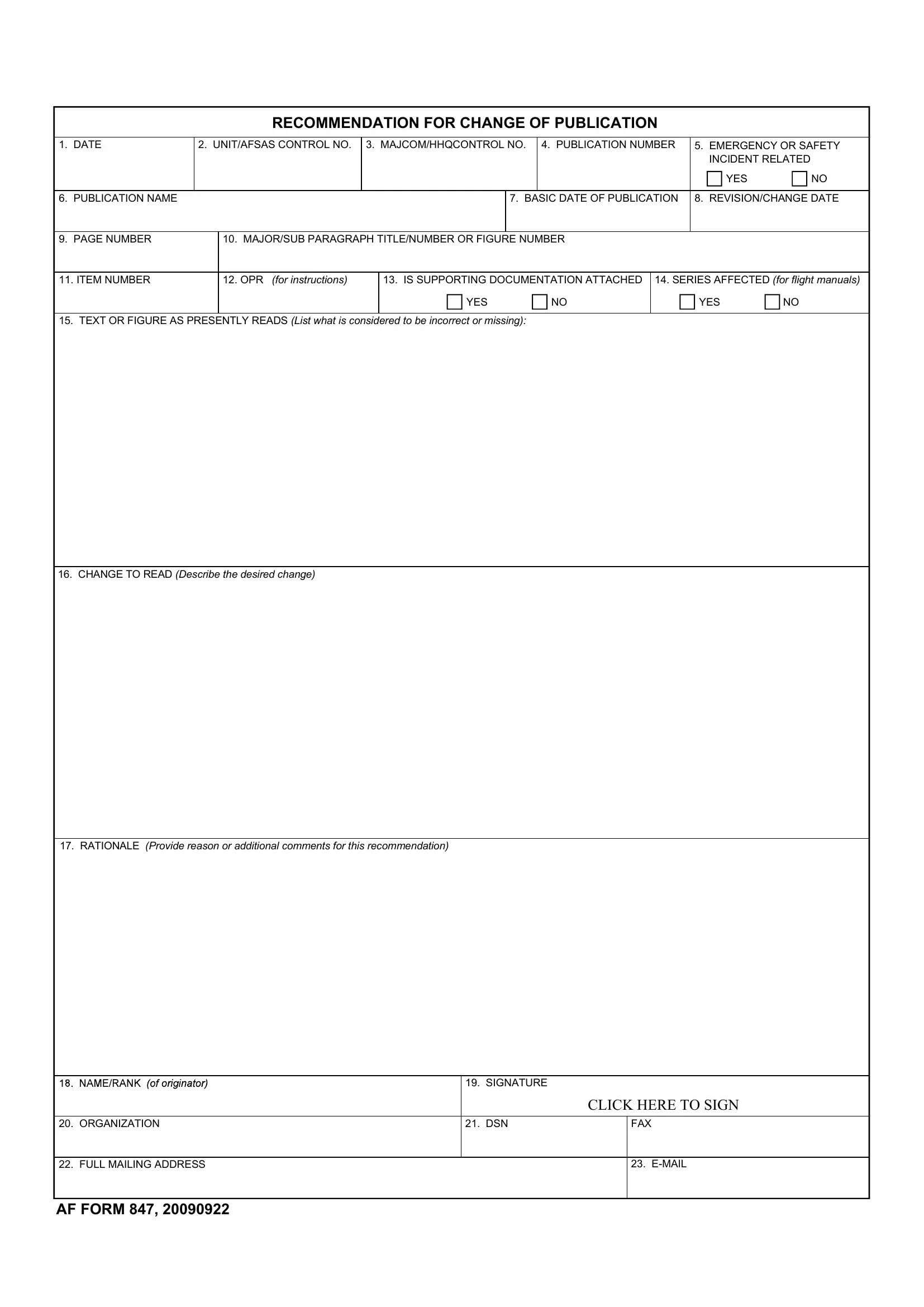 Af Form 847 Fill Out Printable PDF Forms Online