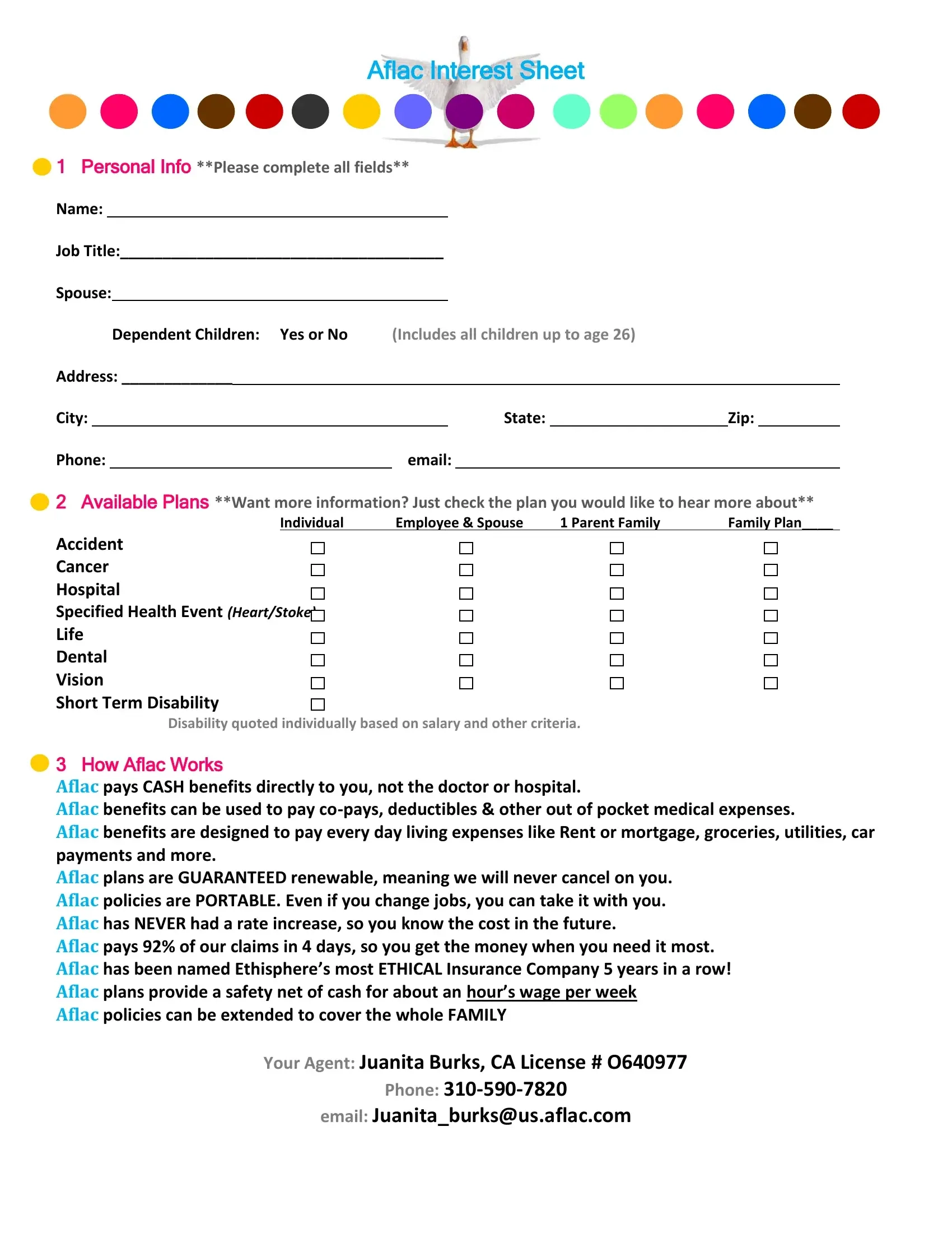 Aflac Interest Form Fill Out Printable PDF Forms Online