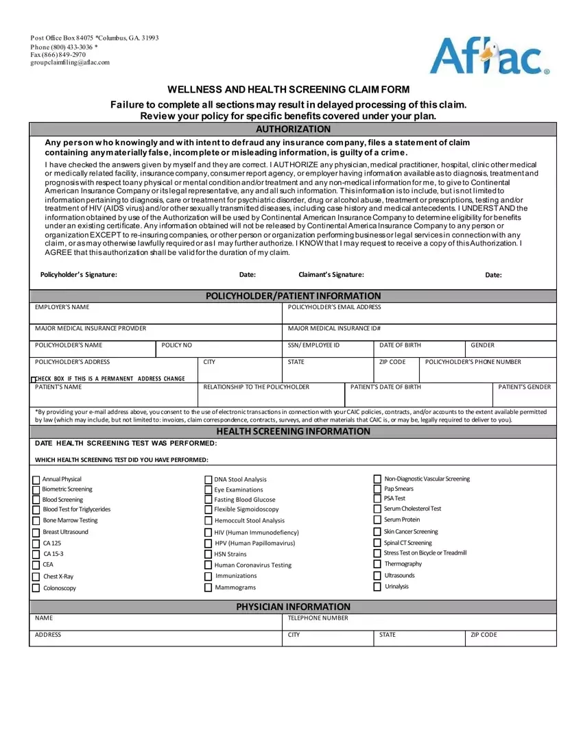 Aflac Wellness Form Fill Out Printable PDF Forms Online Aflac Wellness Form Fill Out Printable PDF Forms Online