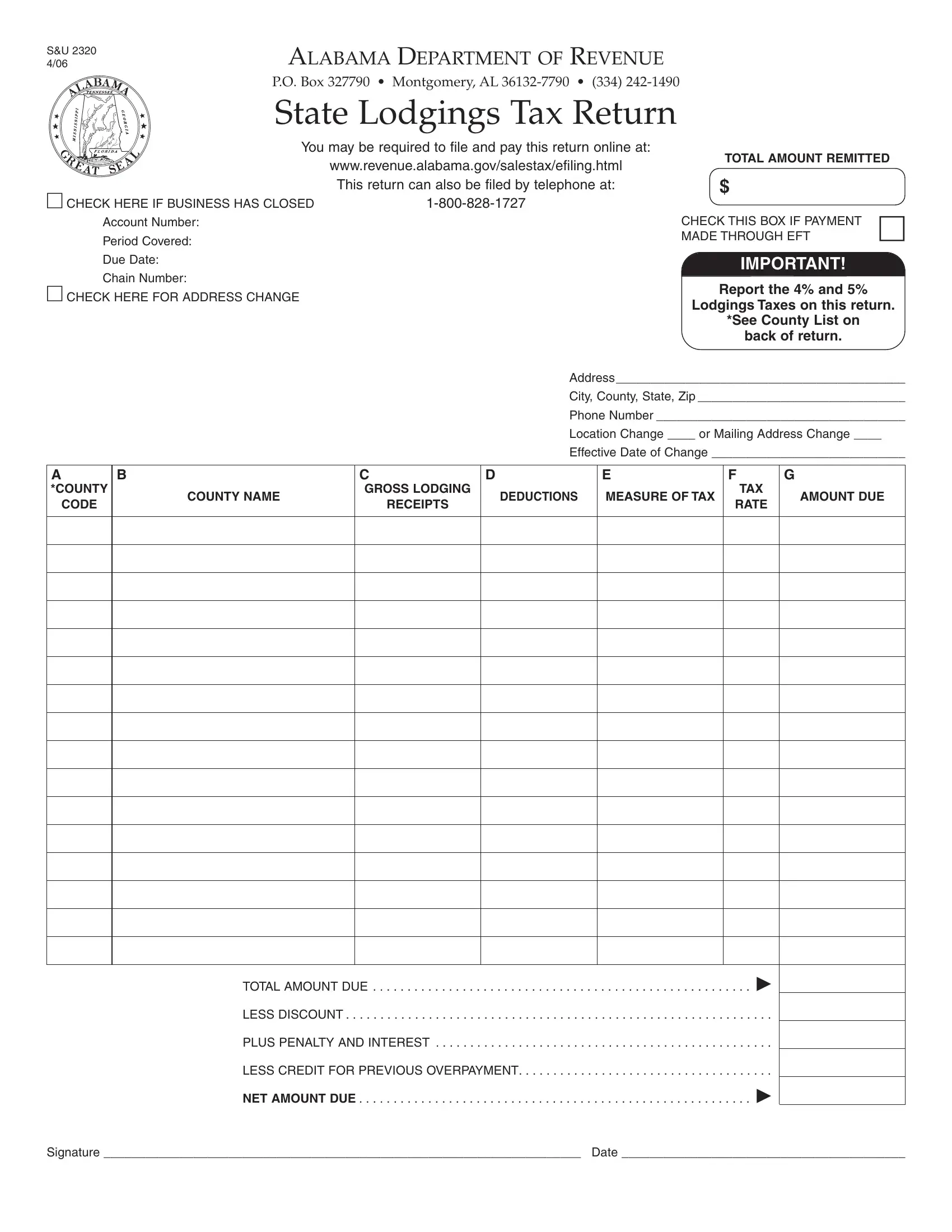 Alabama Form 2320 Fill Out Printable PDF Forms Online