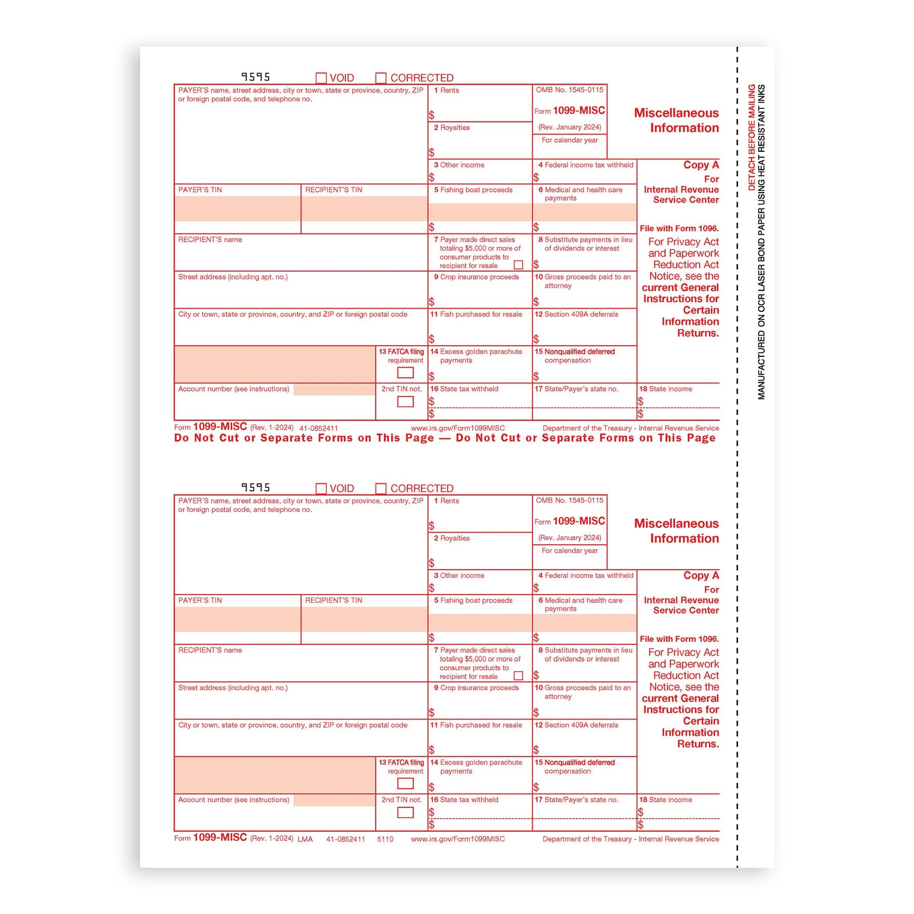 Amazon 1099 MISC Forms 2024 4 Part Tax Forms Kit 25 Vendor Kit Of Laser Forms Compatible With QuickBooks And Accounting Software 25 Self Seal Envelopes Included Office Products