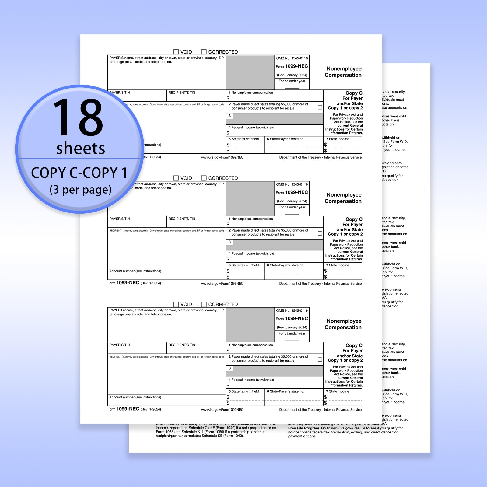 Amazon 1099 NEC Forms 2024 4 Part Tax Forms Kit With 25 Self Seal Envelopes 25 Vendor Kit Of Laser Forms Compatible With QuickBooks And Accounting Includes 3 1096 Forms Office Products