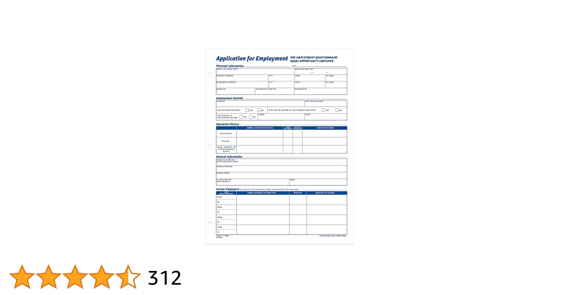 Amazon Adams TOPS 8 1 2 X 11 Inch Employee Application 50 Sheet Pads 2 Pack 32851 Personnel Forms Office Products